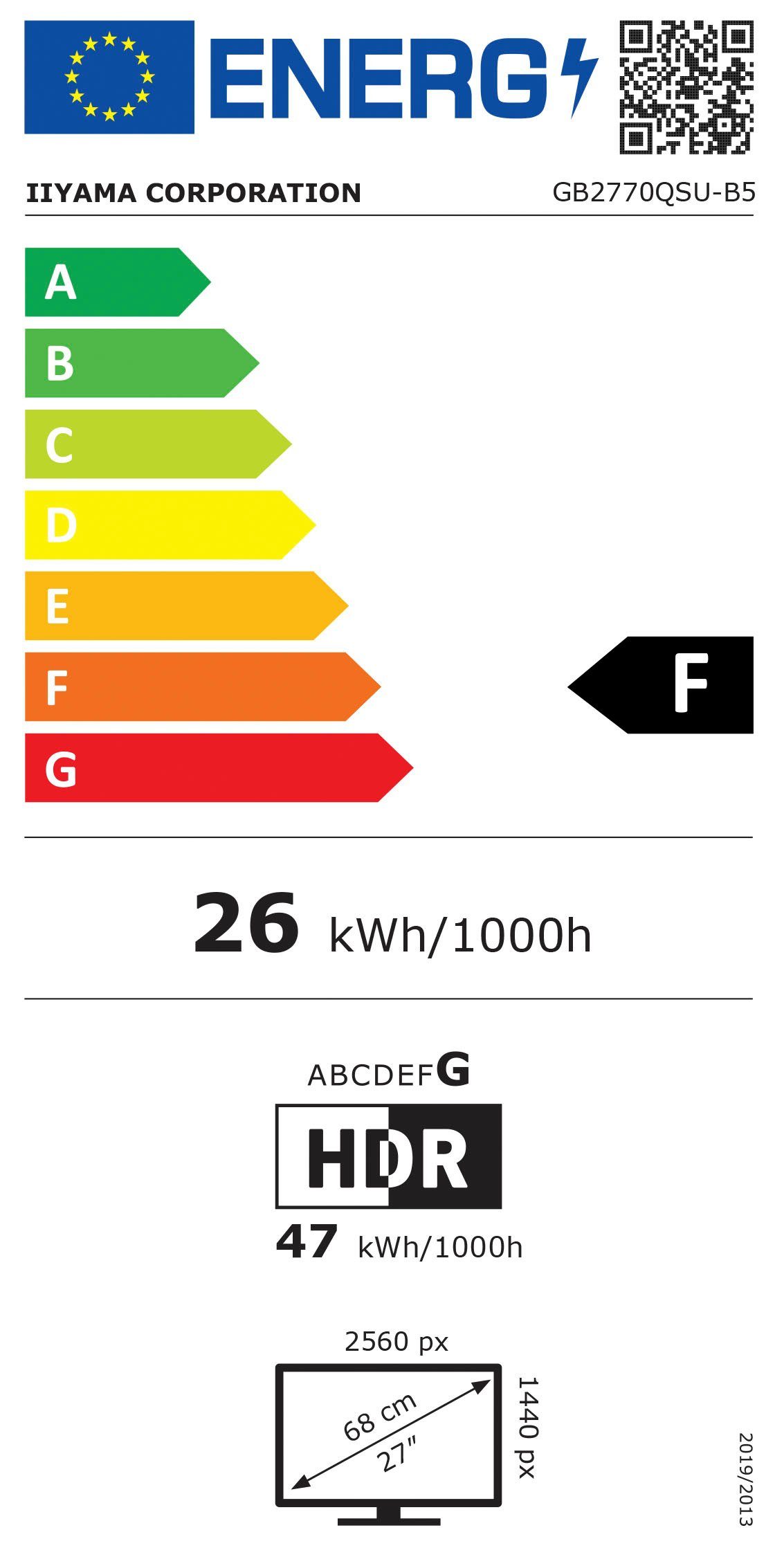 Iiyama Ledscherm GB2770QSU-B5, 68,5 cm / 27", WQHD