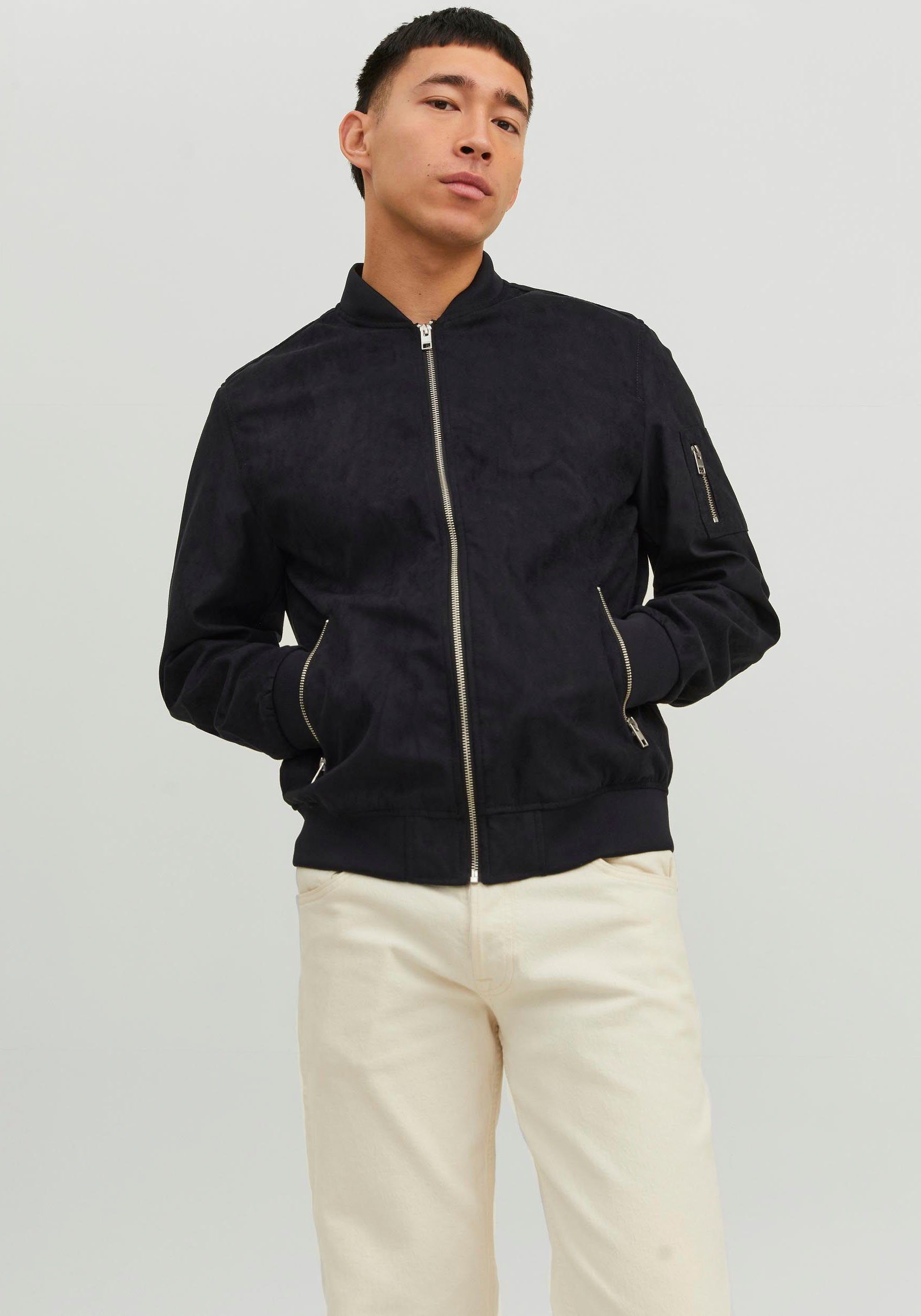 Jack & Jones Blouson JJEROCKY FAUX SUEDE BOMBER NOOS heren jassen maat L zwart
