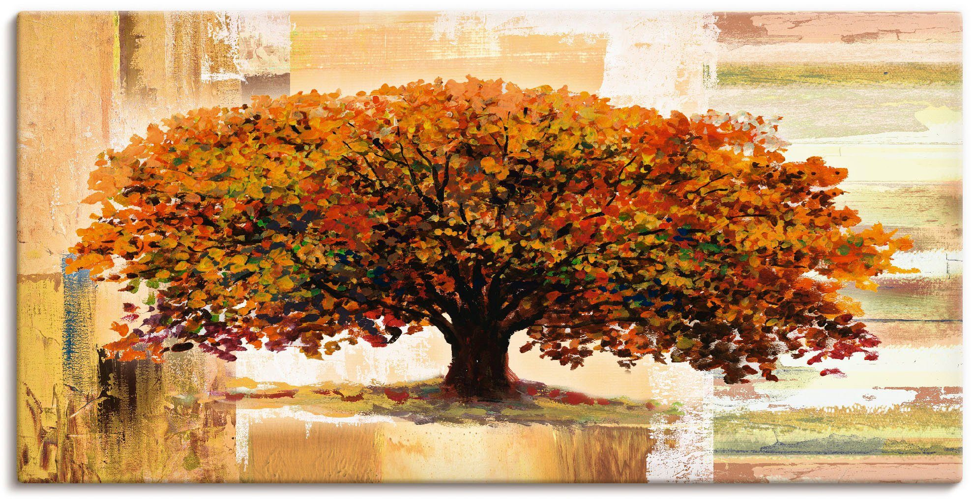 Artland Artprint Herfstboom op abstracte achtergrond als artprint van aluminium, artprint voor...