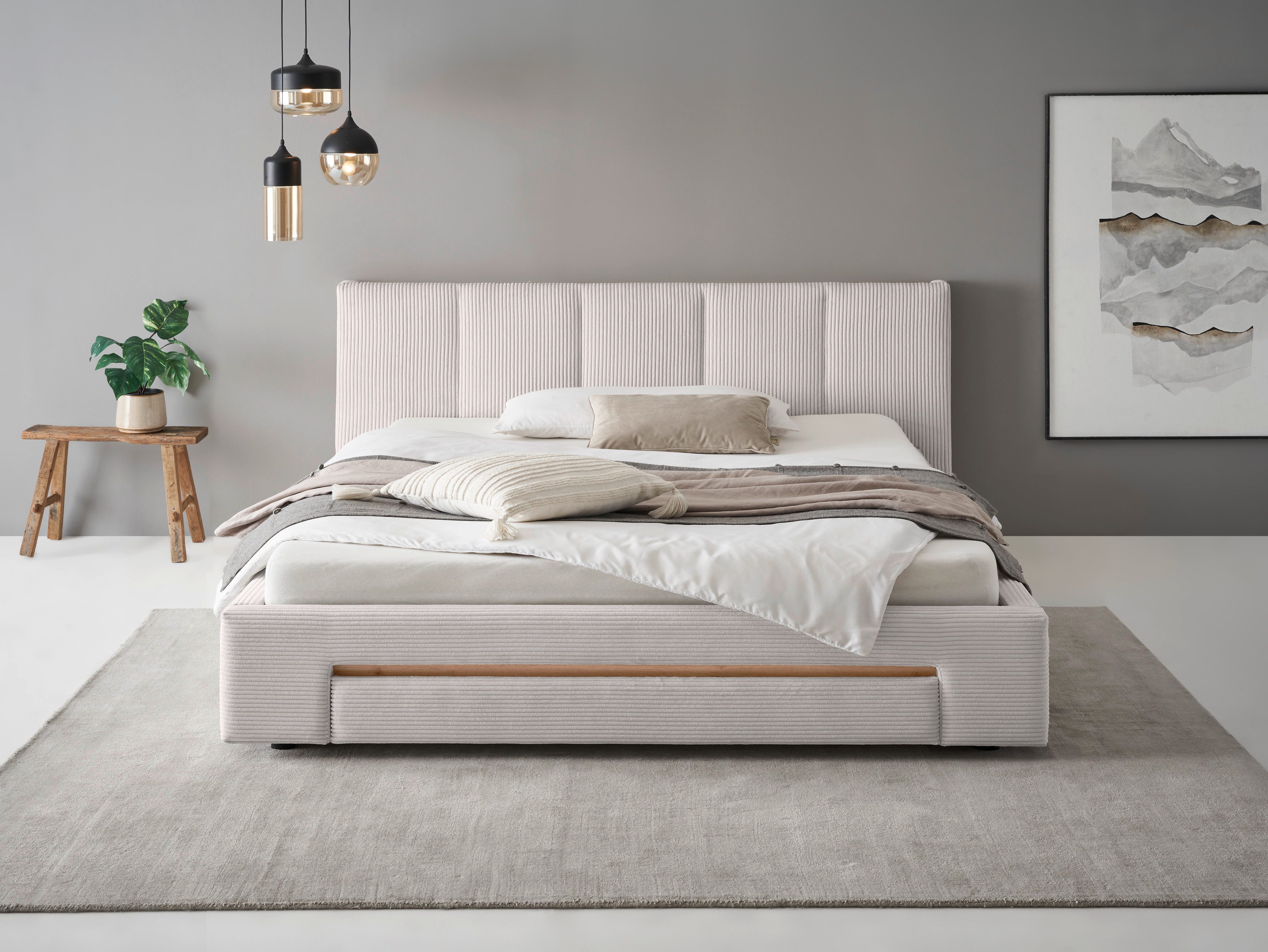 INOSIGN Gestoffeerd bed CiTY/GiRON, bedframe met bedlade, gestoffeerd opbergbed met hondenbed of opberglade, bekleding van corduroy of linnenlook