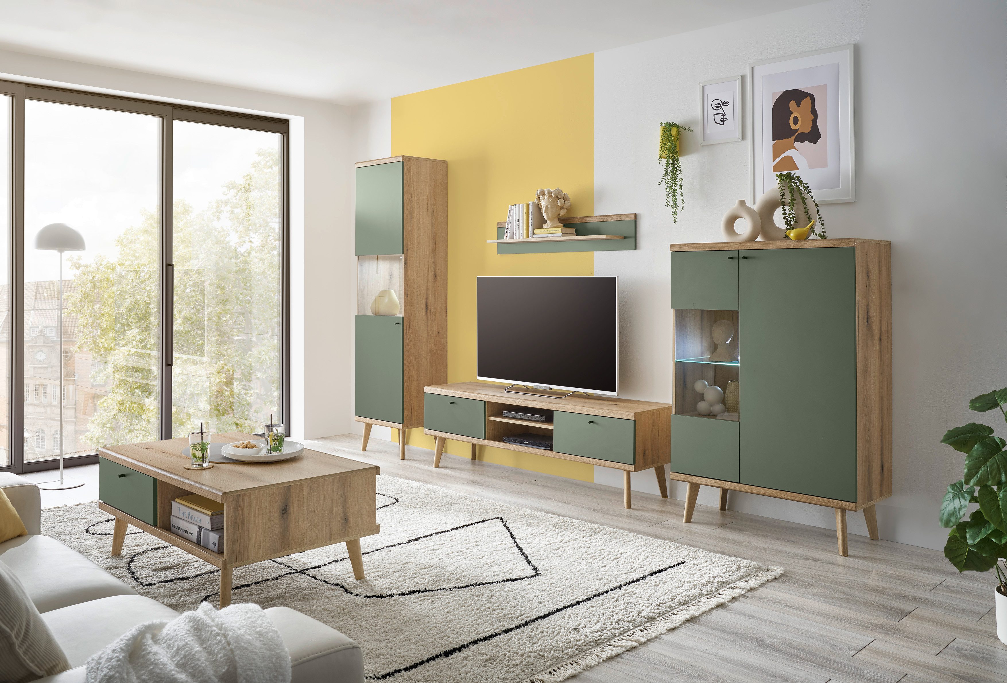 INOSIGN Vitrinekast MAVAS in moderne trendkleur, handgrepen van metaal (zwart), hoogte 134 cm