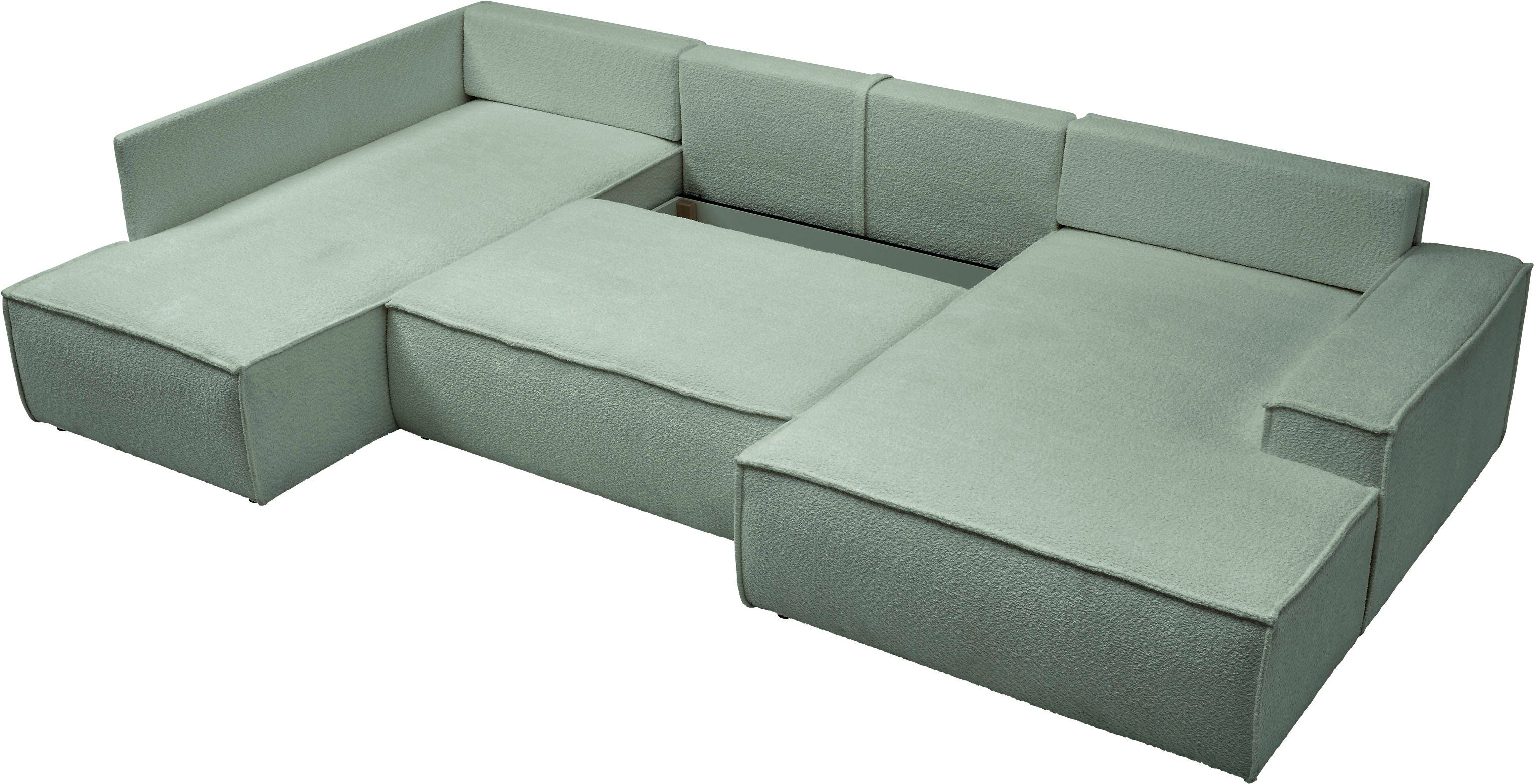 andas Zithoek FINNLEY U-model XXL 329 cm, bedbank, slaapfunctie m. bedkist