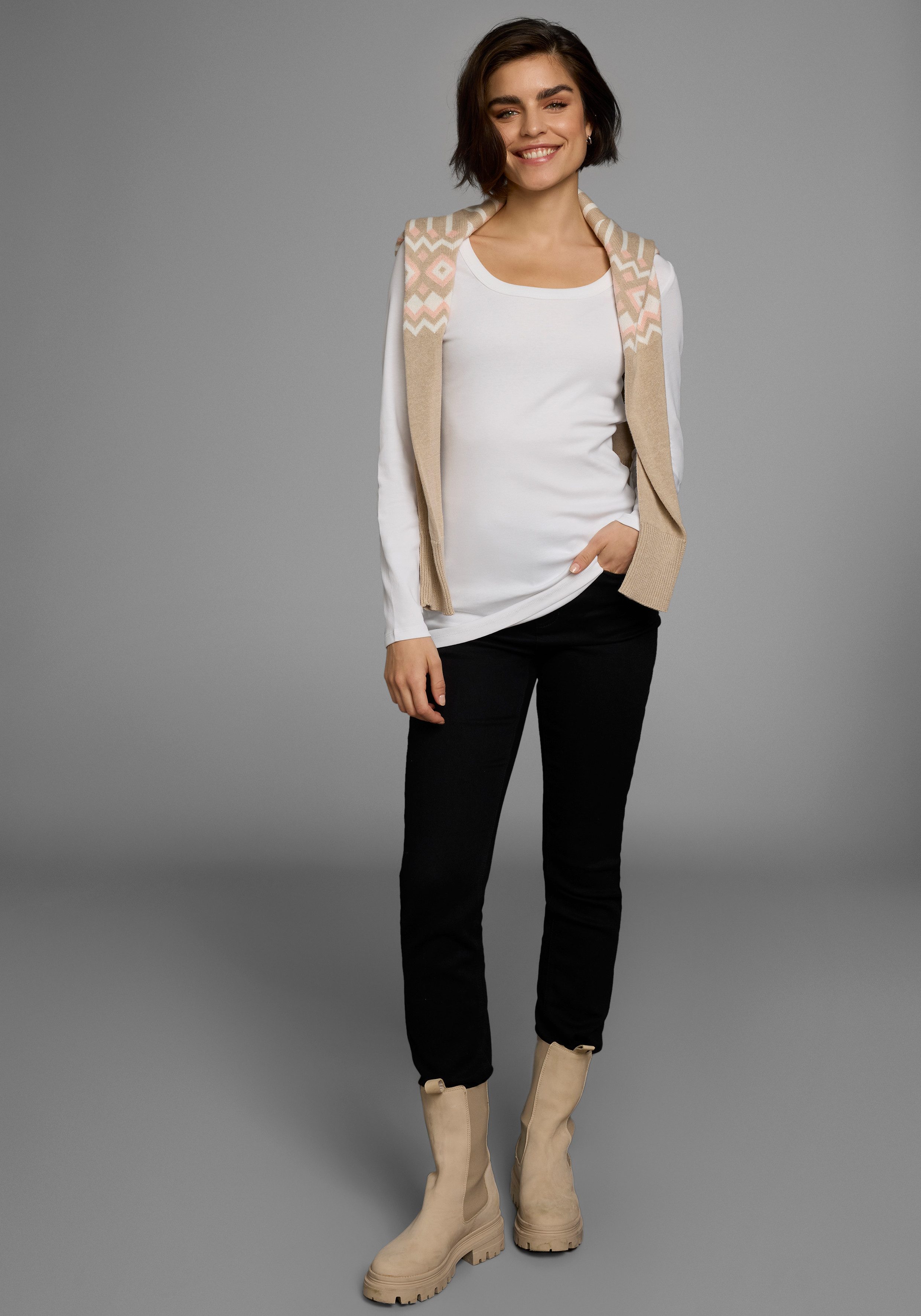 Flashlights Shirt met lange mouwen zeer figuurvolgende snit, ronde hals, van 100% katoen (set, 2-delig)