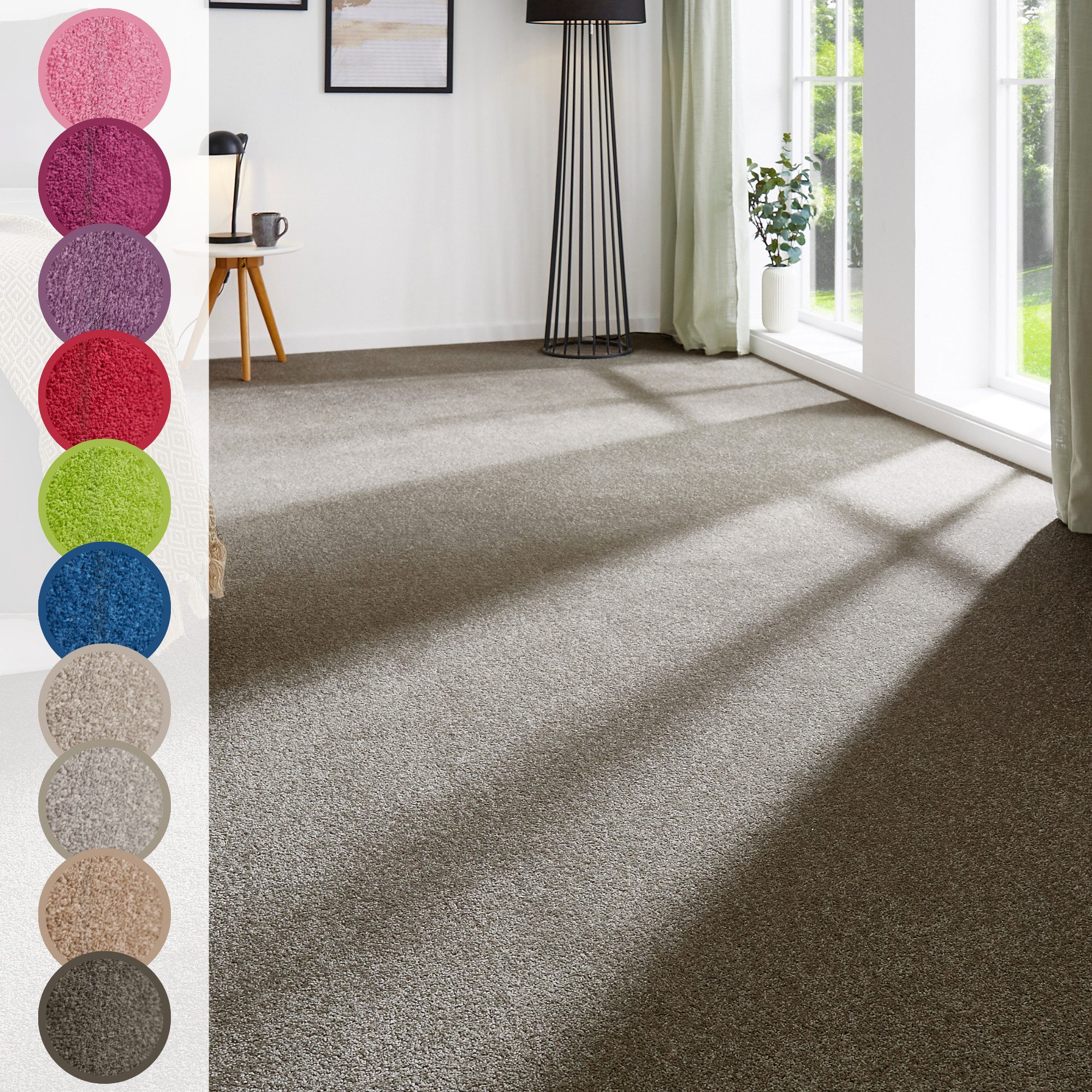 Andiamo Tapijt Ines, Kräuselvelours, Made in Netherlands Effen kleuren, breedte 400 cm, slijtvast & onderhoudsvriendelijk