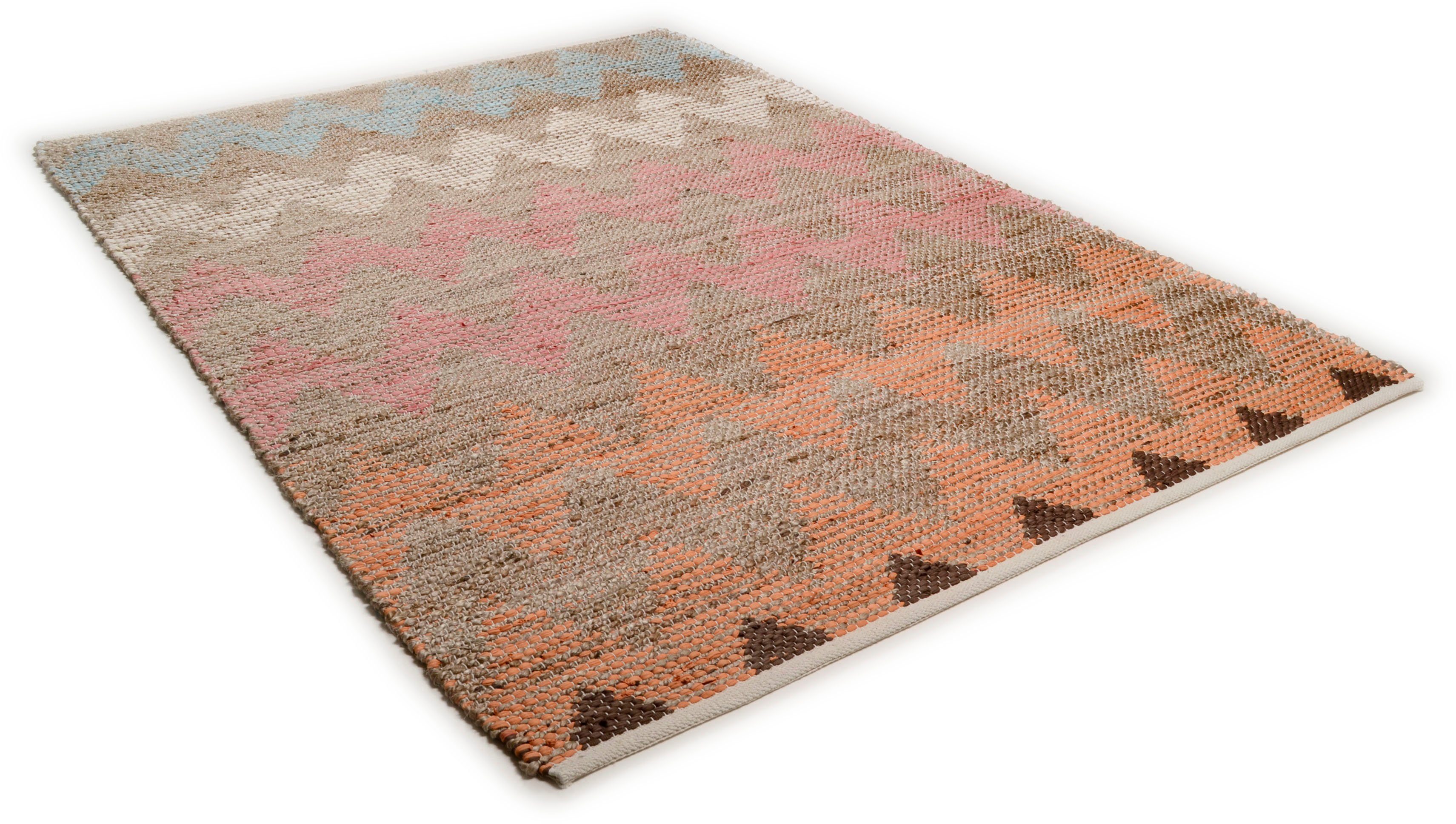 TOM TAILOR HOME Vloerkleed Pastel Zigzag Platweefsel, met de hand geweven, materiaal: 60% katoen, 40% jute