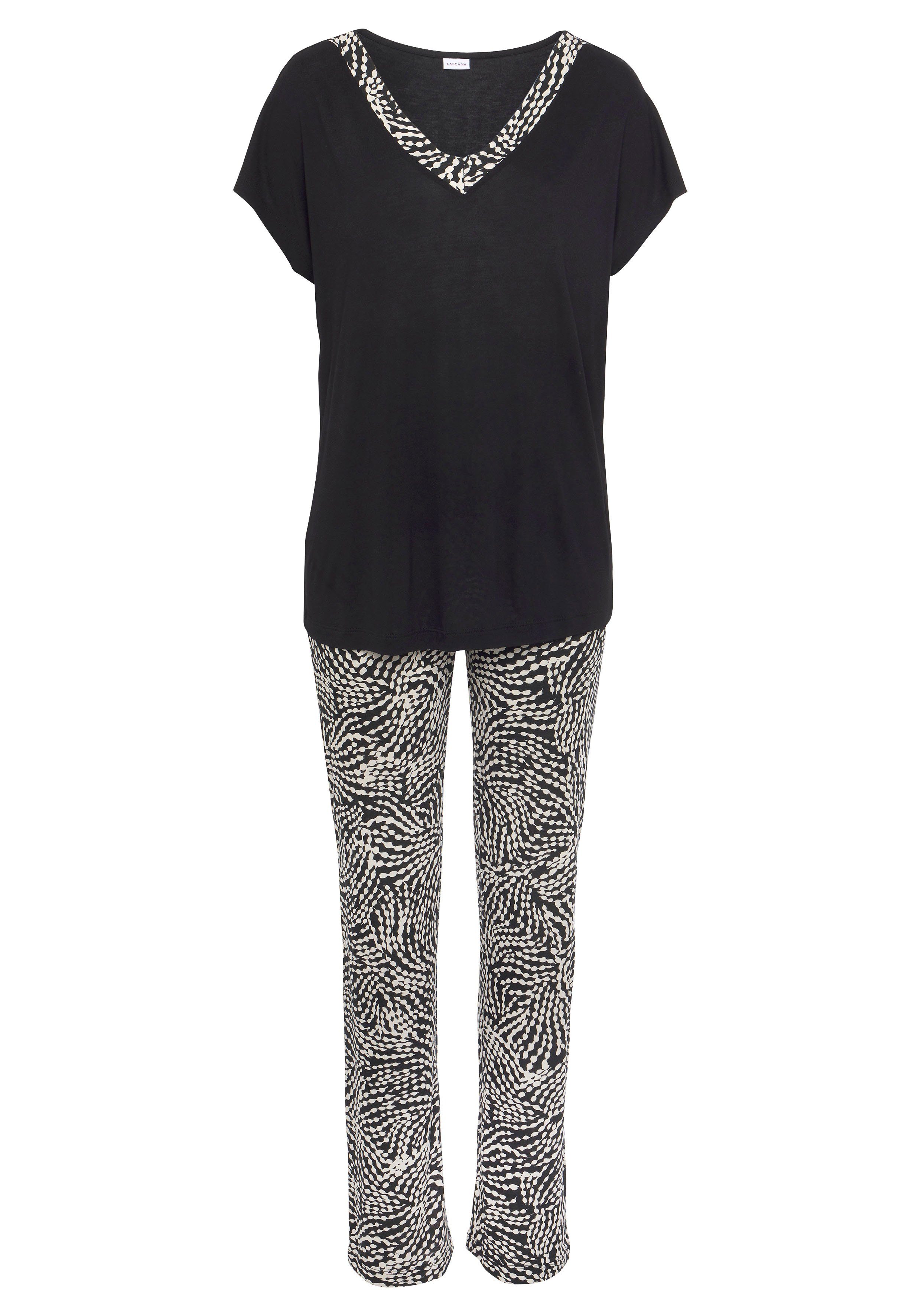 Lascana Pyjama met gedessineerde details (set, 2-delig)