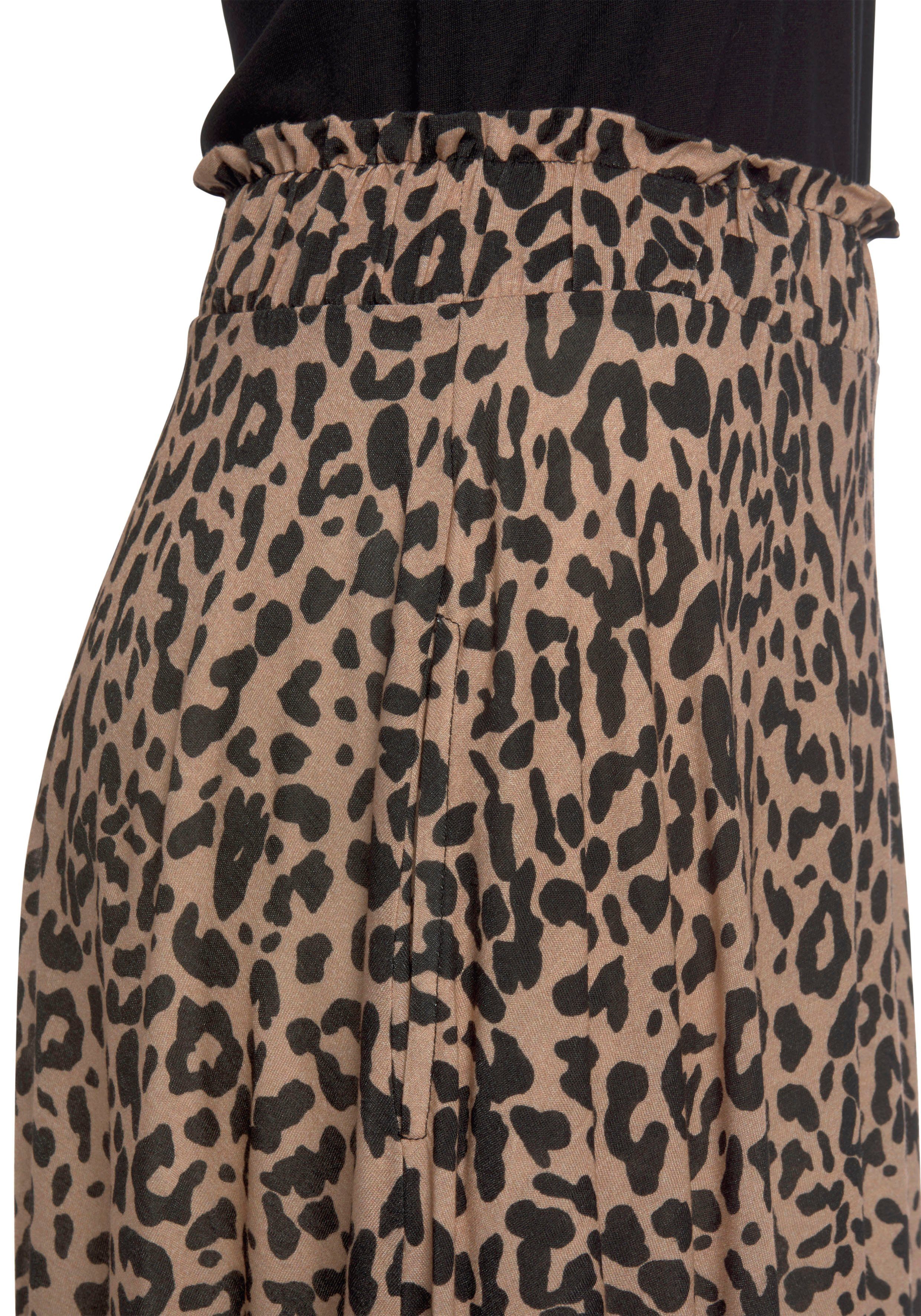 Buffalo Jerseyjurk met paperbag tailleband en animal print, leo jurk, zomerjurk