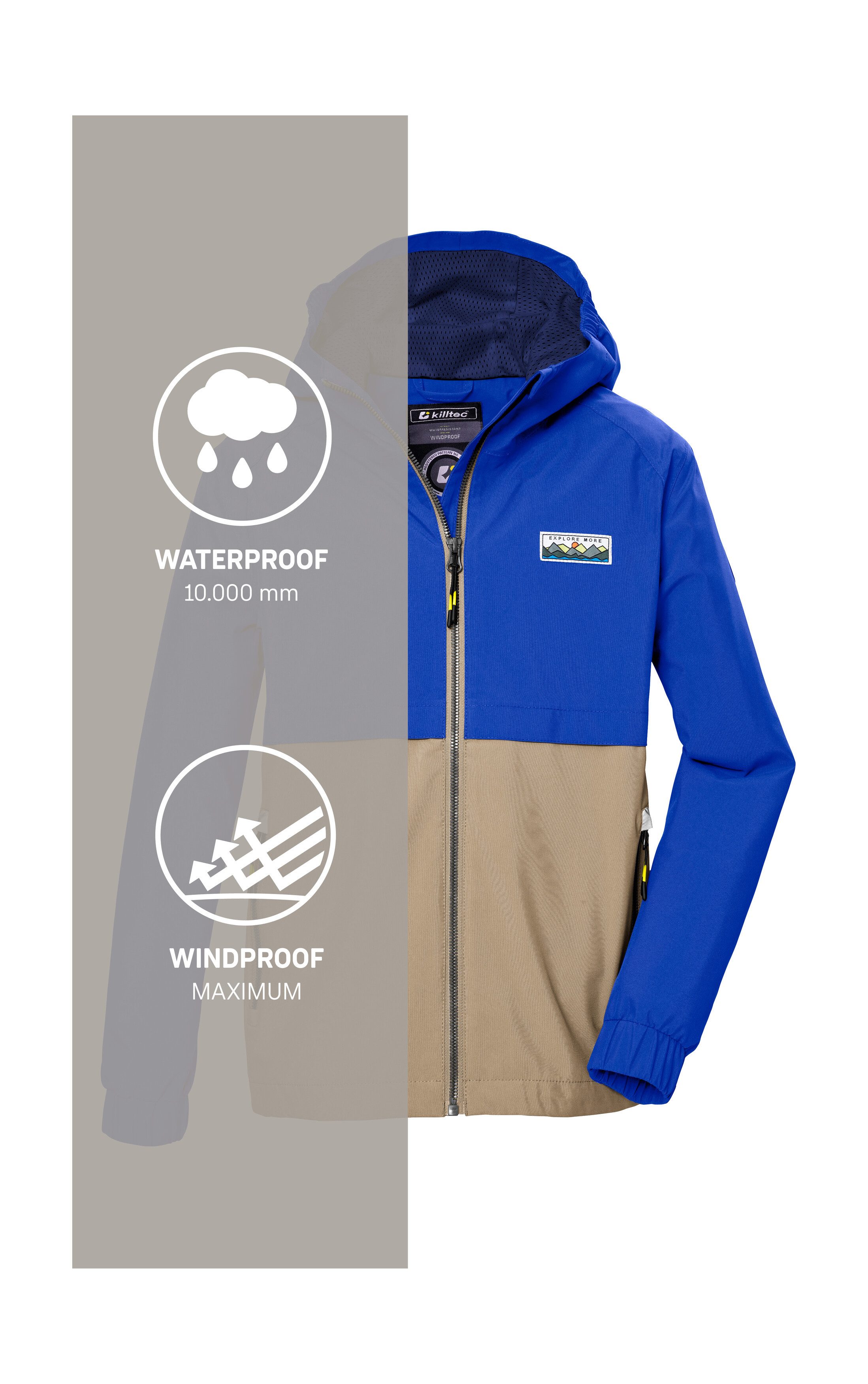 Killtec Functioneel jack KOS 141 BYS JCKT Waterdichte kinderjas, colourblock, reflecterend, PFAS-vrij