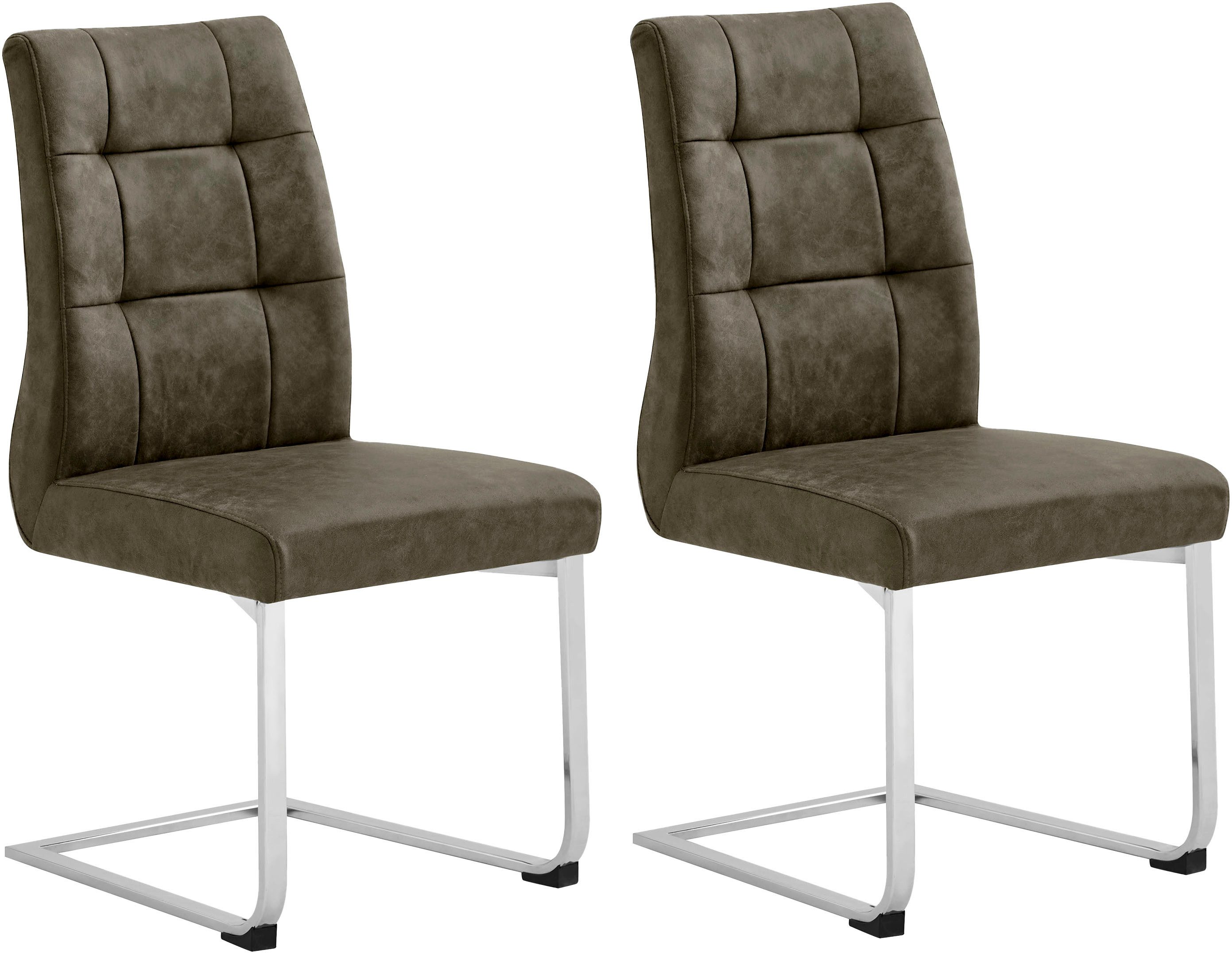 byLIVING Eetkamerstoel Marlen XXL belastbaar tot 150 kg, vintage bekleding, sledestoel (set, 2 stuks)