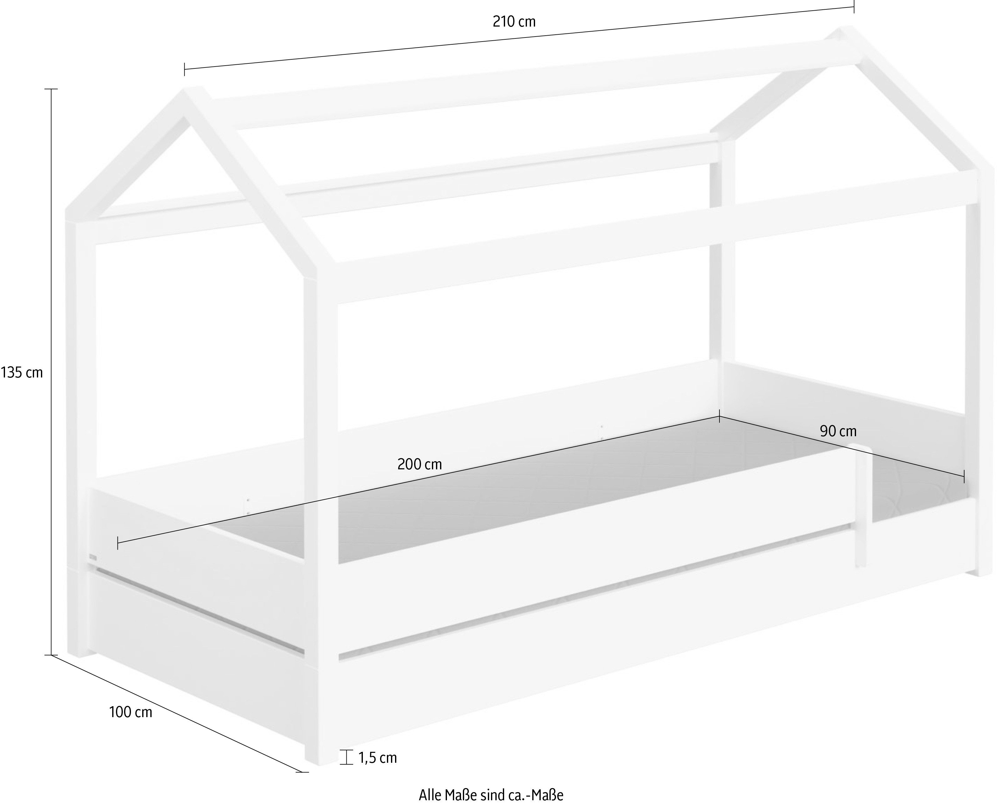 PAIDI Kinderwelten Huisbed TINY HOUSE met valbescherming, individueel aanpasbaar, hoogwaardig afgewerkt