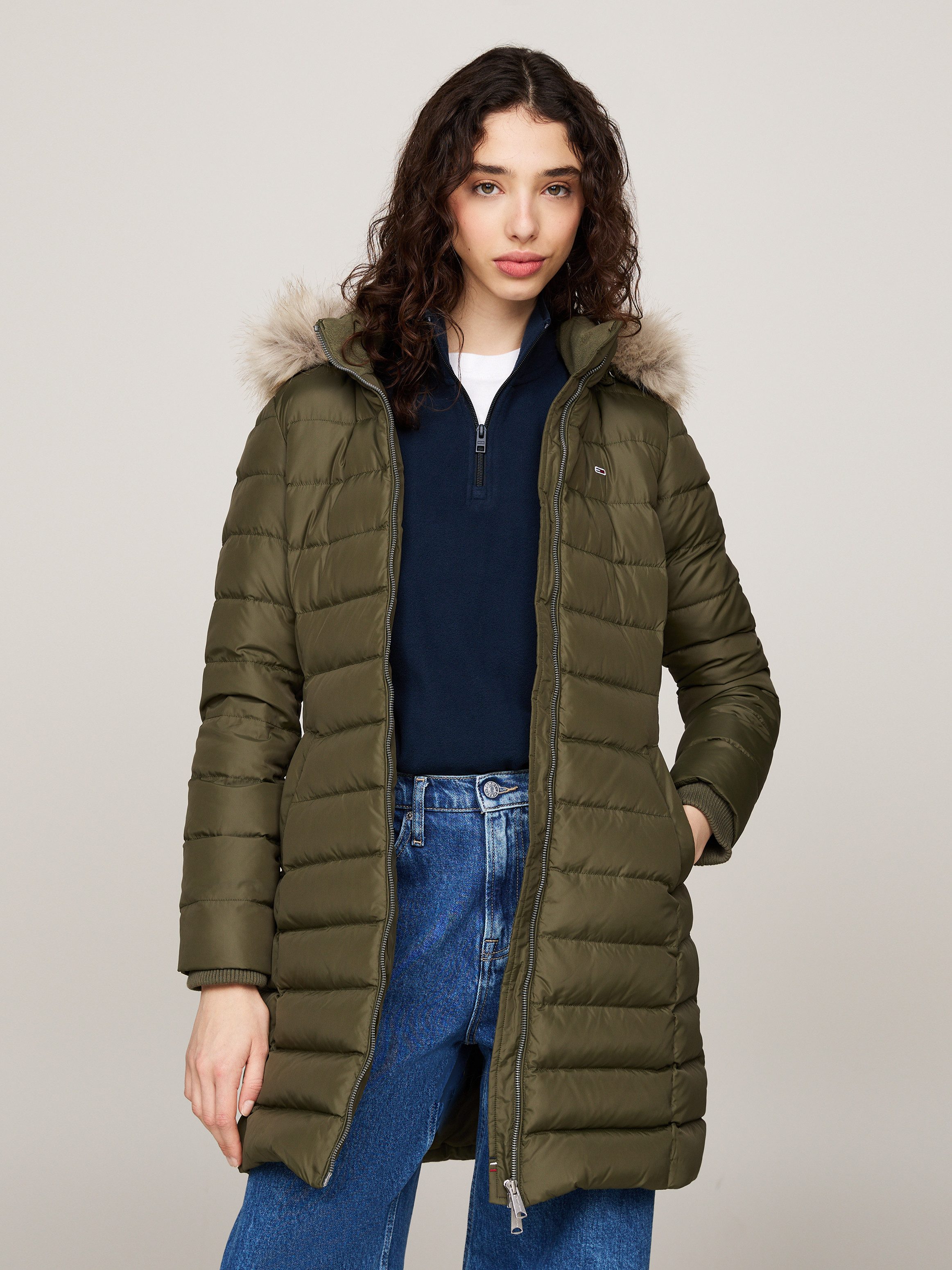 TOMMY JEANS Gewatteerde jas TJW ESSENTIAL HOODED DOWN COAT