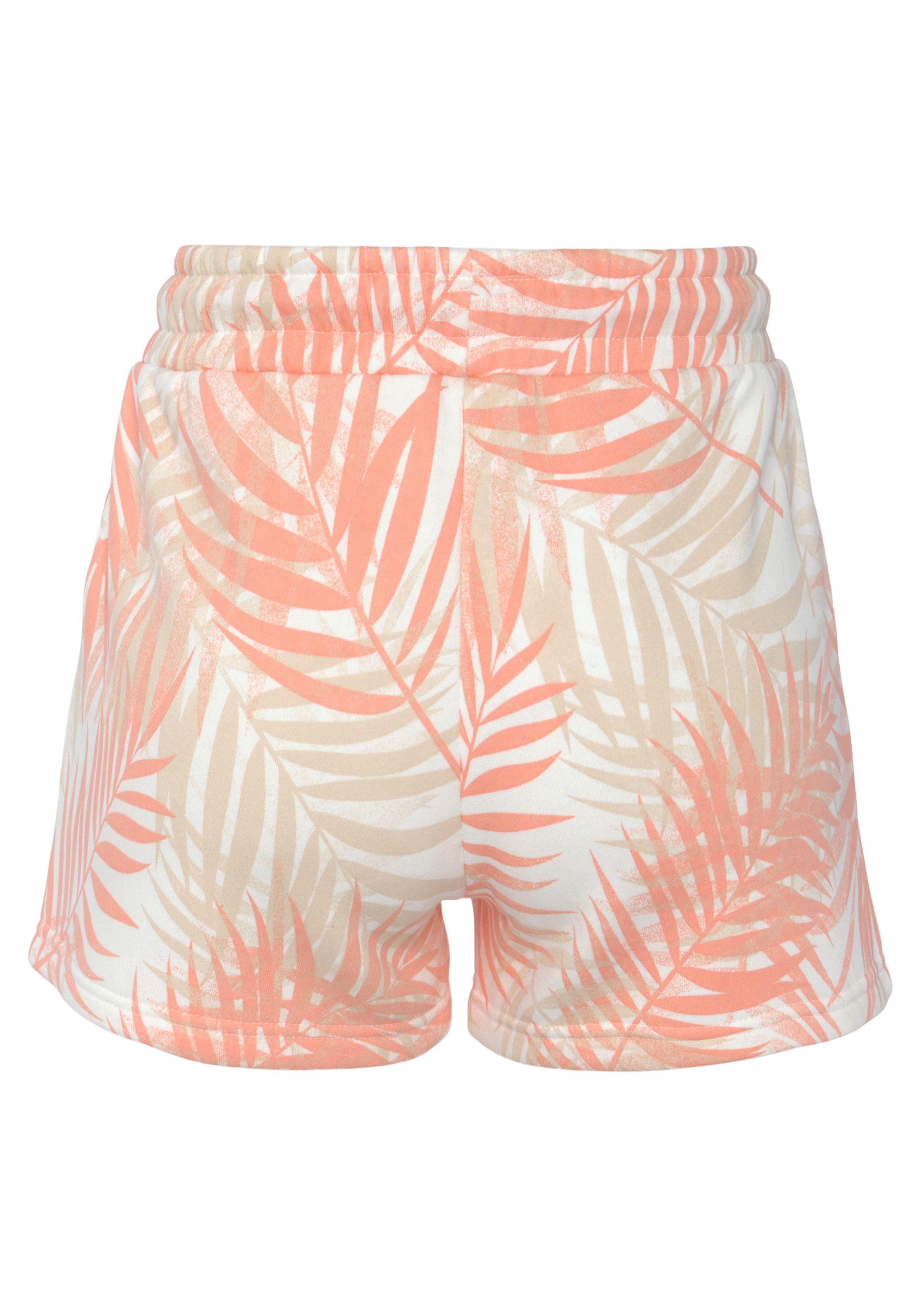Lascana Sweatshort -lounge shorts Loungebroek met mooie allover-bladerenprint, loungewear (1-delig)