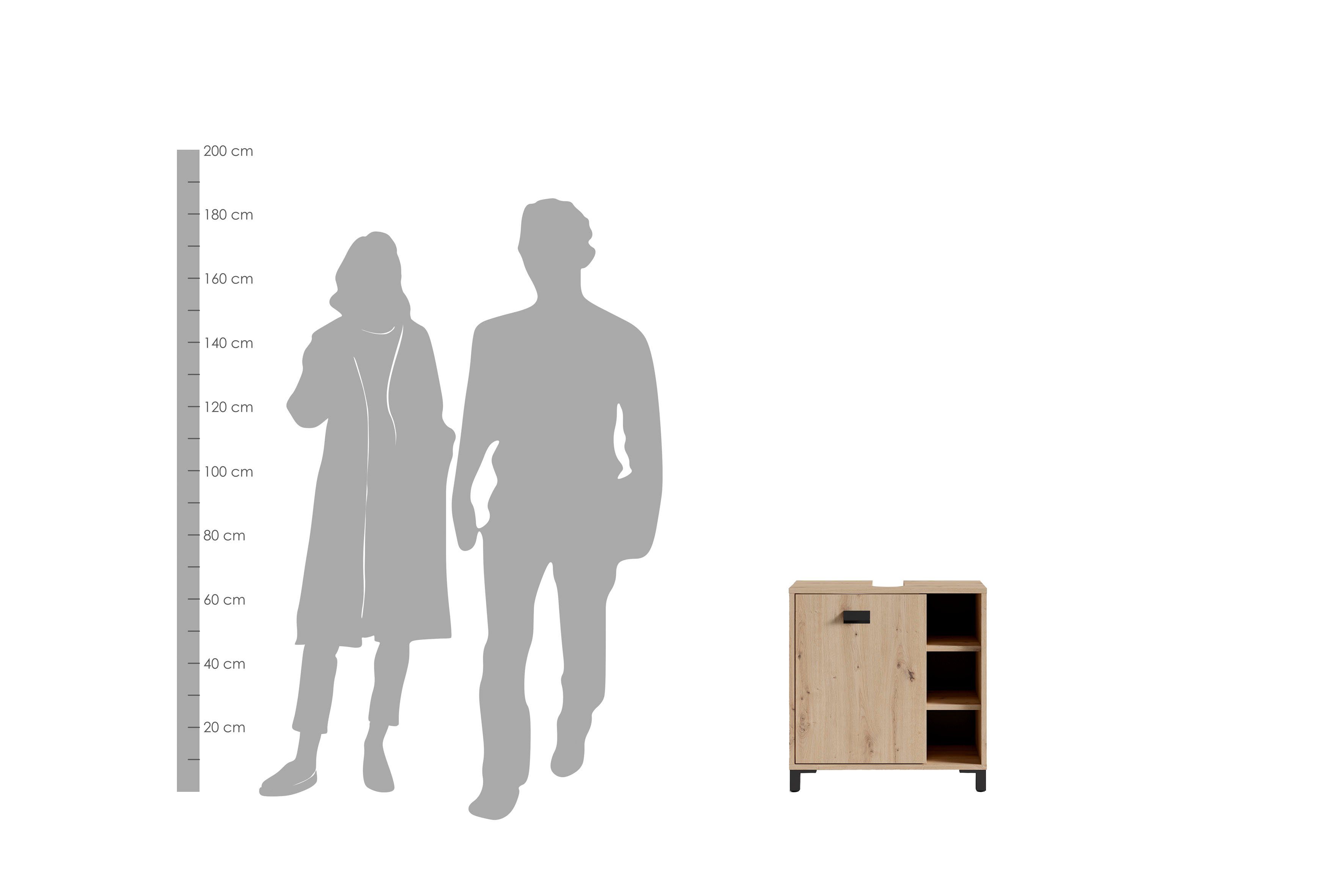 byLIVING Wastafelonderkast Wellness 60cm wastafelonderkast met metalen handgreep en veel opbergruimte. (1 stuk)