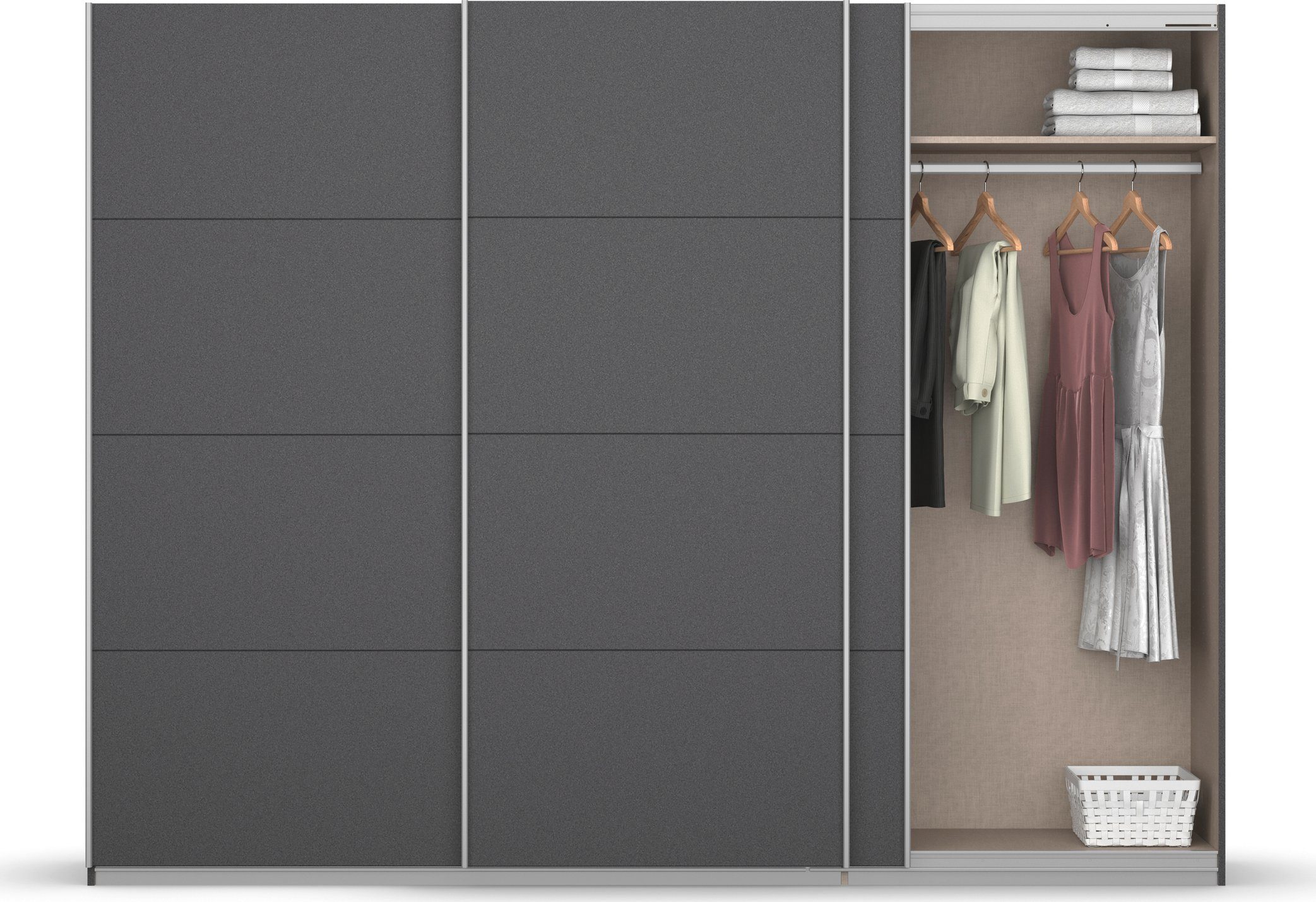 rauch Zweefdeurkast Koluna Glazen front, inclusief 2 lades en extra planken
