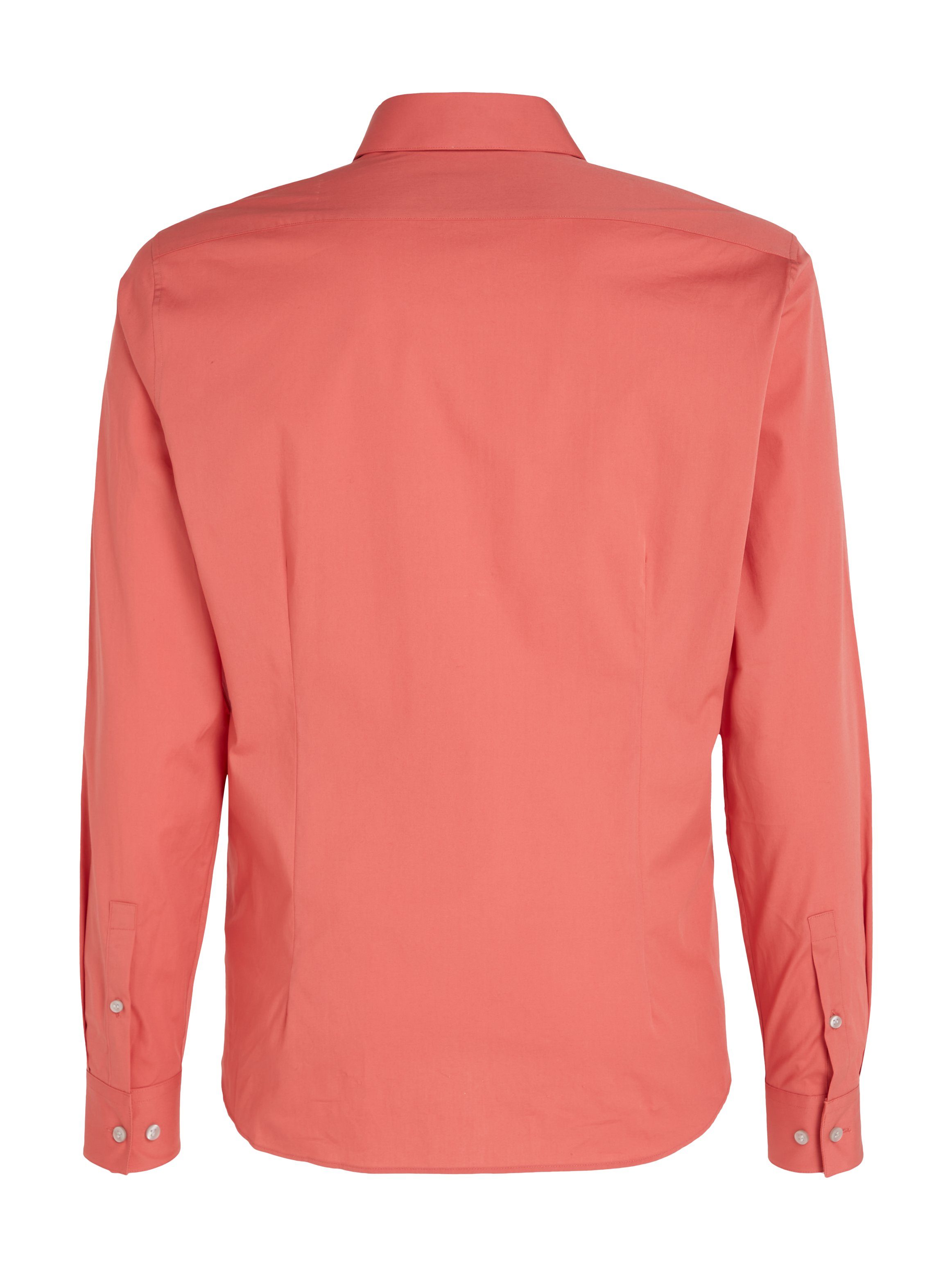 Calvin Klein Businessoverhemd POPLIN STRETCH SLIM SHIRT met kent-kraag logoprint op borsthoogte
