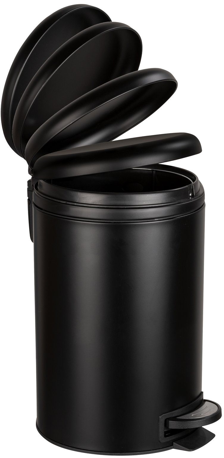 WENKO Vuilnisemmer Model Leman Easy Close Afvalemmer met pedaalfunctie & afdaalautomatiek, industriële stijl, 12 L