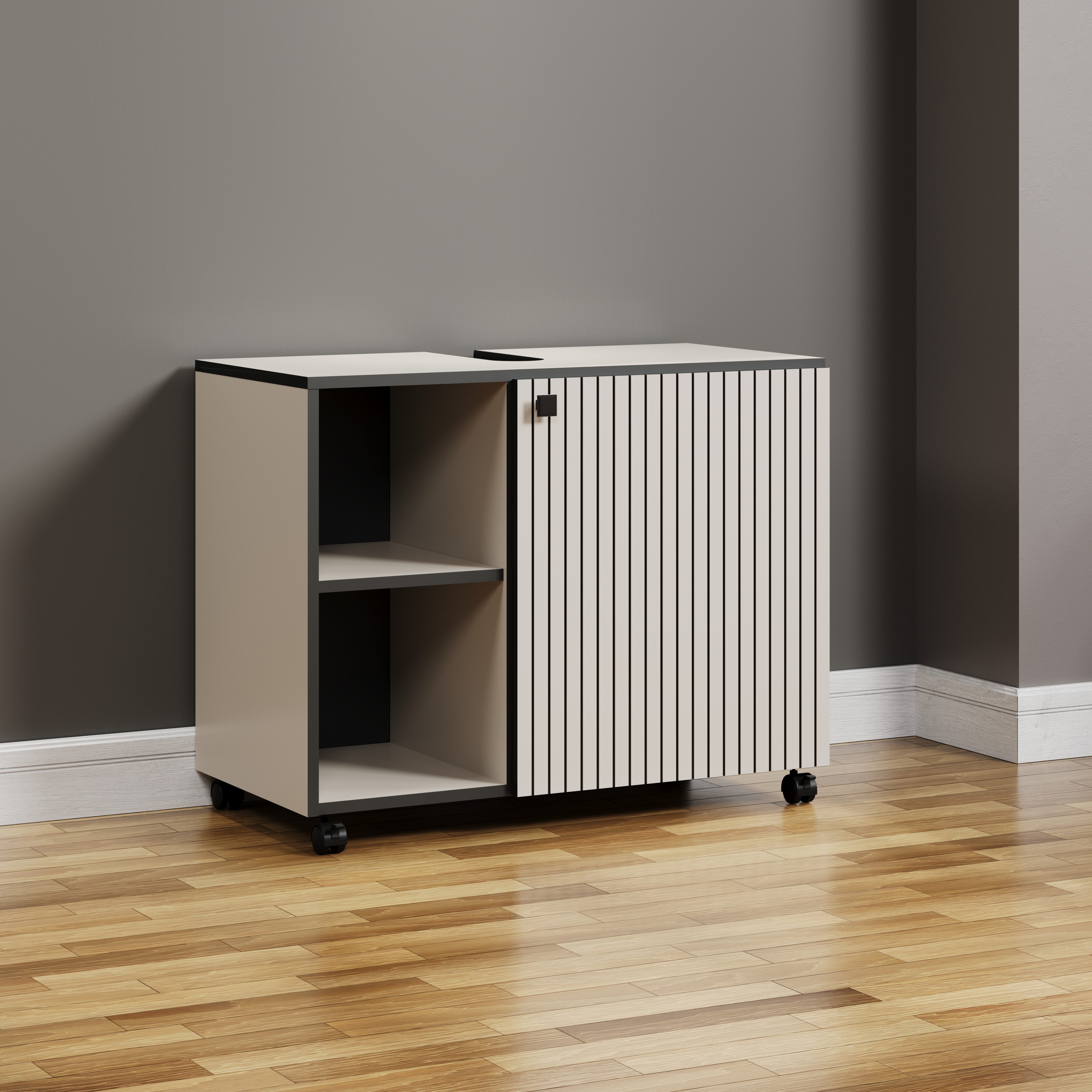 welltime Wastafelonderkast Amrum BxHxD 80 x 64 x 42 cm wastafelonderkast eiken rillen-look (1 stuk)