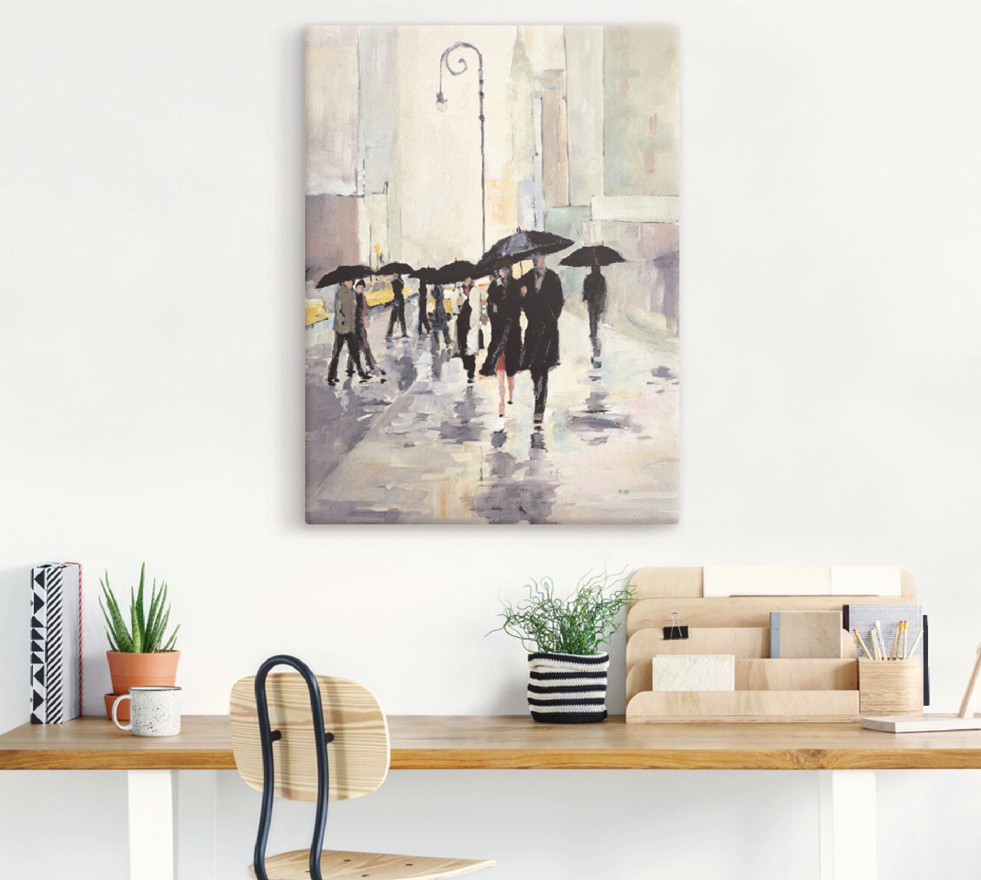 Artland Artprint Stad in de regen als artprint op linnen, poster in verschillende formaten maten