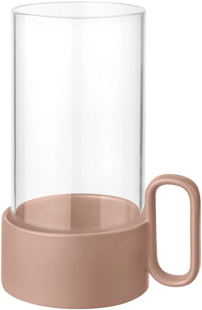 BLOMUS Kandelaar Windlicht YURAGI van steengoed en glas, hoogte ca. 21 cm (1 stuk)