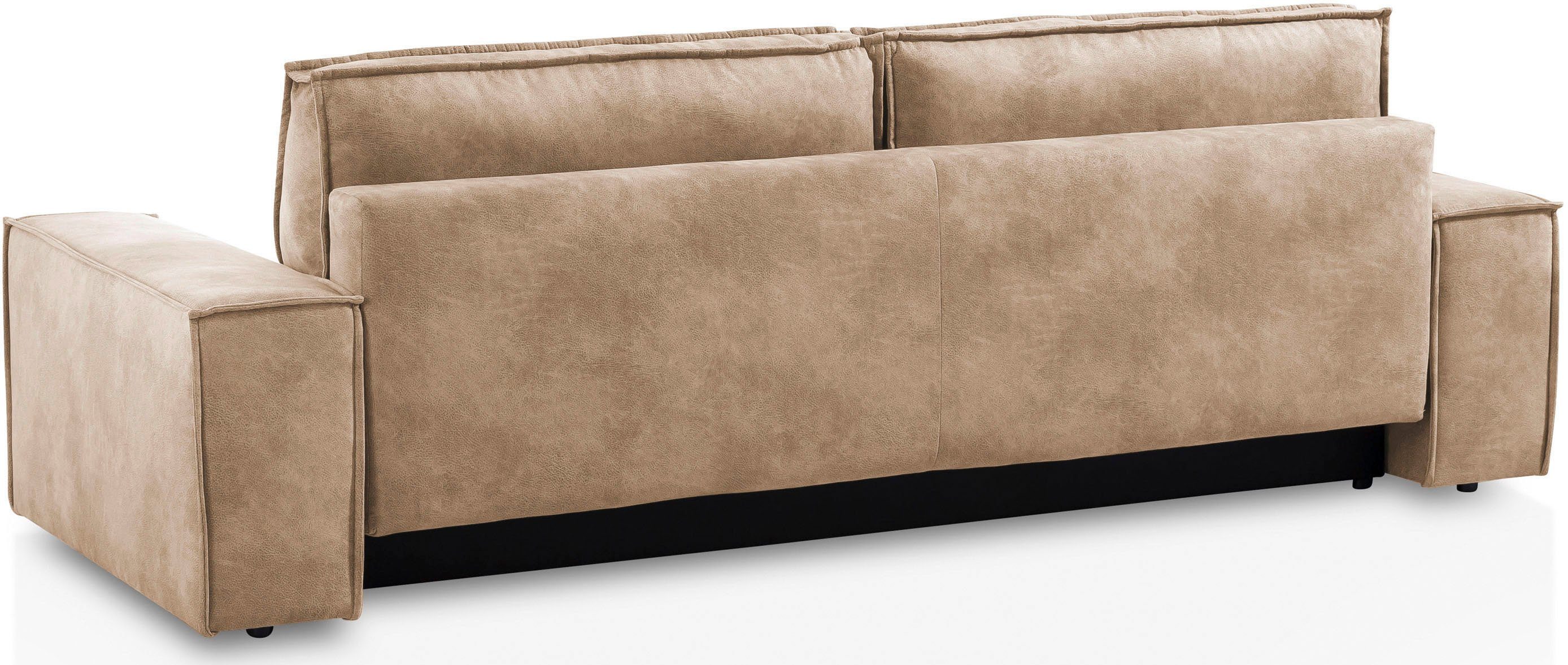 Home affaire 3-zitsbank SHERWOOD slaapbank (257 cm) ribfluweel, velours, vintage lederlook