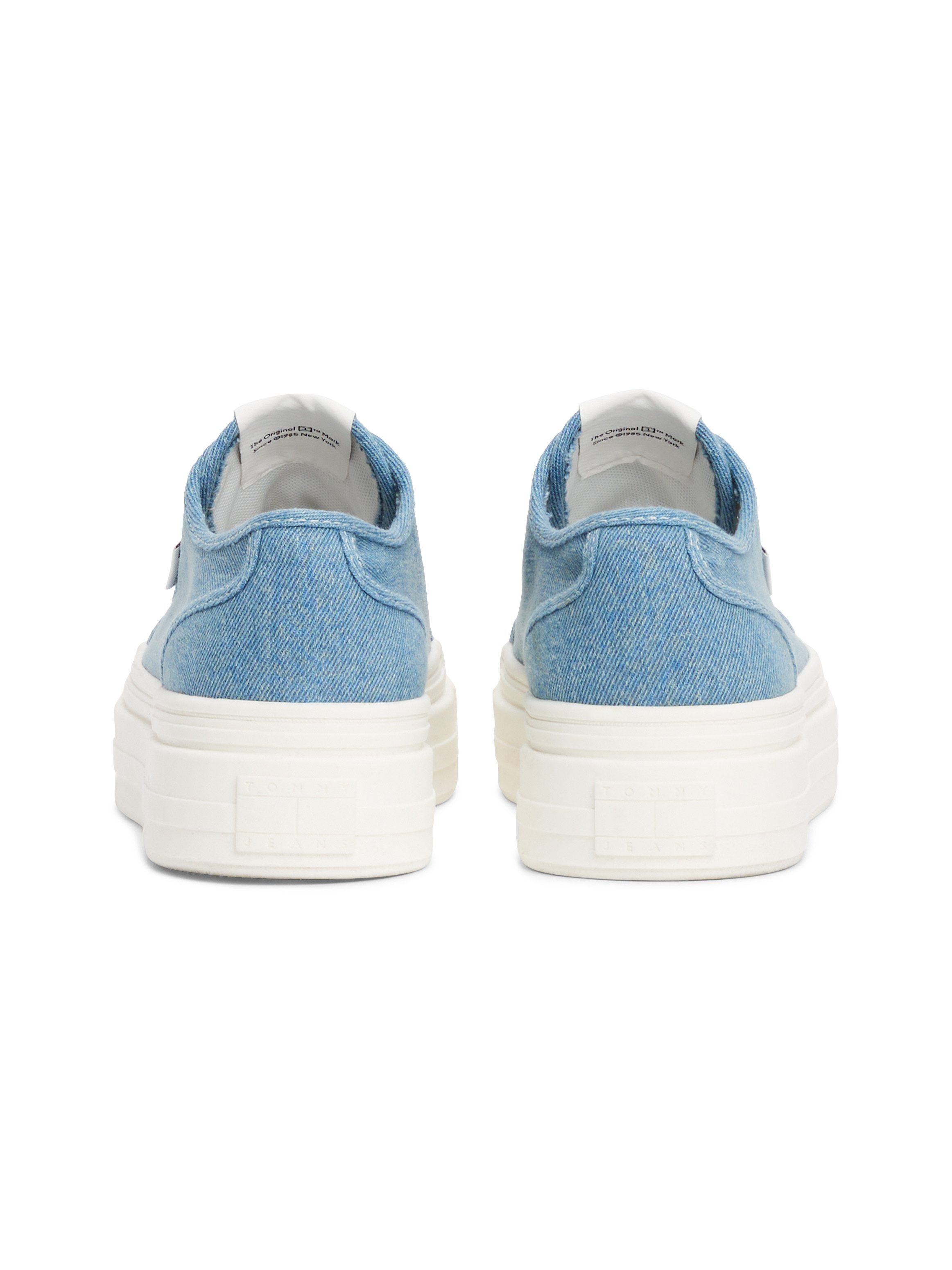 TOMMY JEANS Plateausneakers TJW FOXING FLATFORM LC , vrijetijdsschoen, halfschoen, veterschoen in jeans-look
