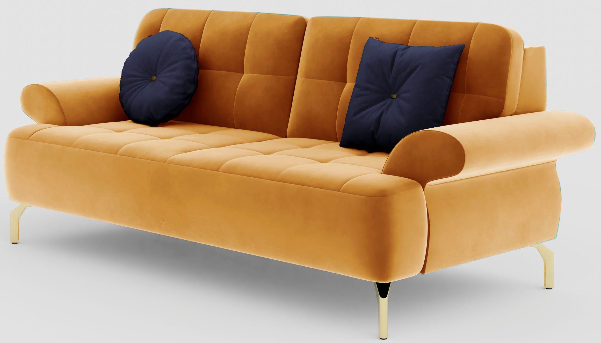 sit&more 2,5-zitsbank Orient 1 incl. 2 sierkussens met strassteentjes, goudkleurige metalen poten