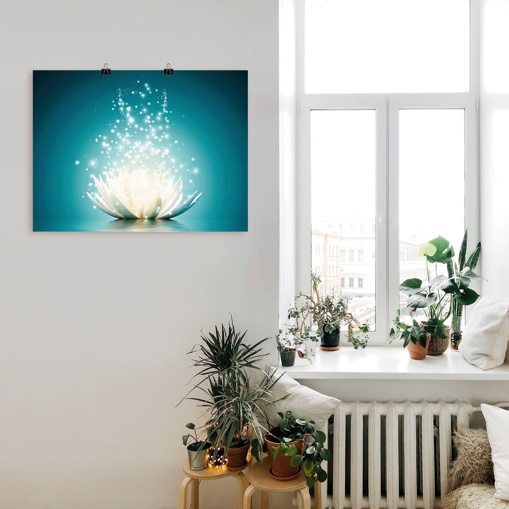 Artland Artprint Magie van de lotusbloem als artprint van aluminium, artprint voor buiten, artprint op linnen, poster, muursticker