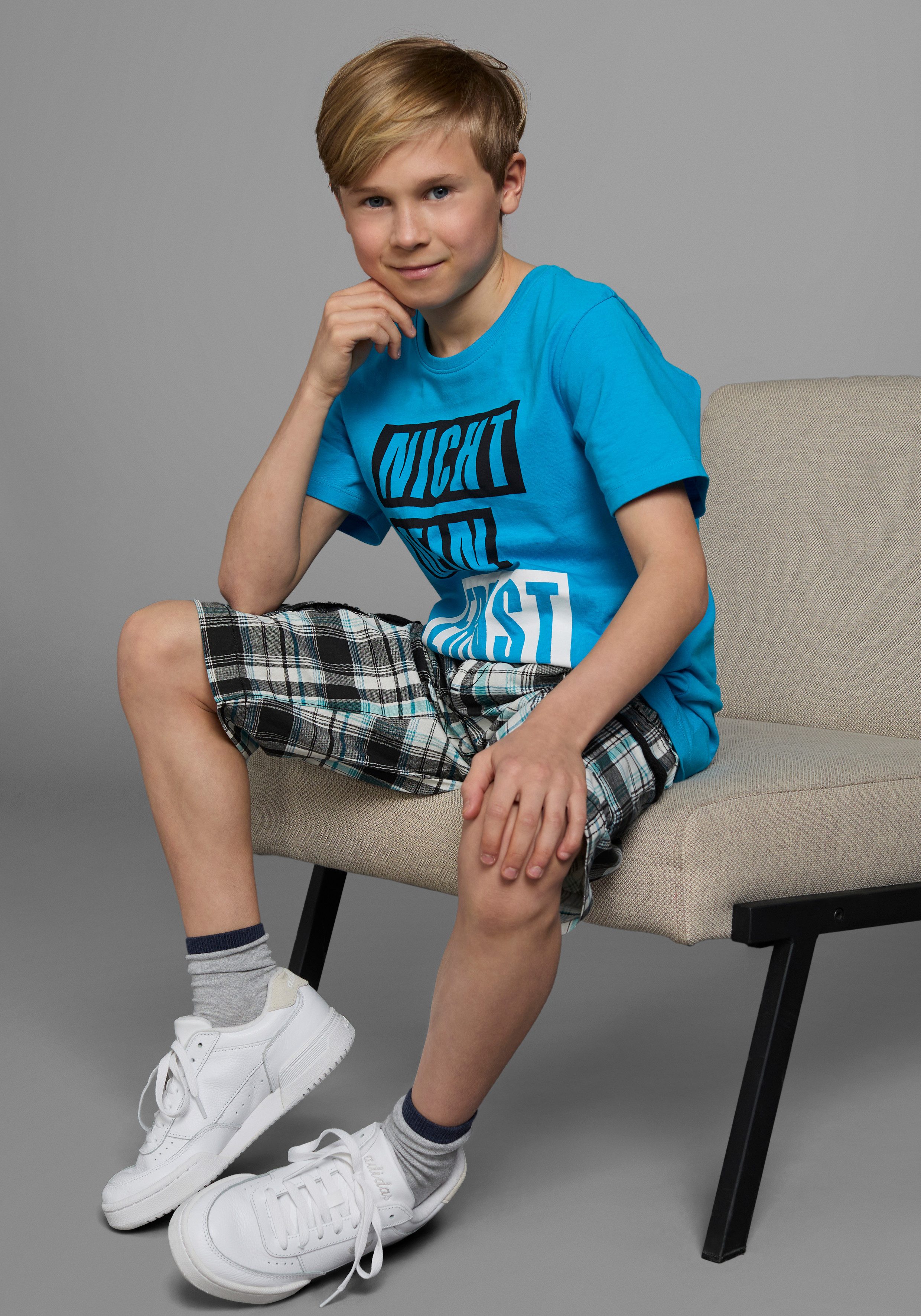 KIDSWORLD Short 2-delige bermuda’s met riem, geruite cargobermuda’s (set, 2-delig)