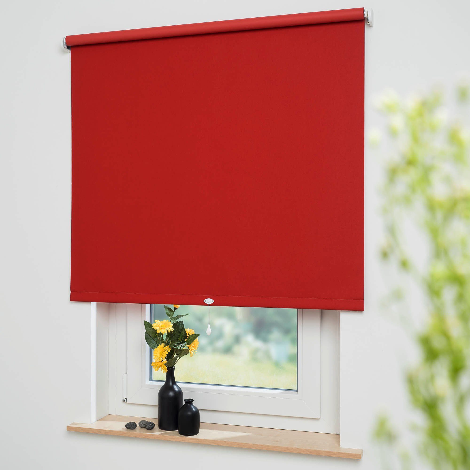 Liedeco Rolgordijn met springmechaniek Uni Verdonkerend (1 stuk) rolgordijnen maat H/B: 180/142 cm rood