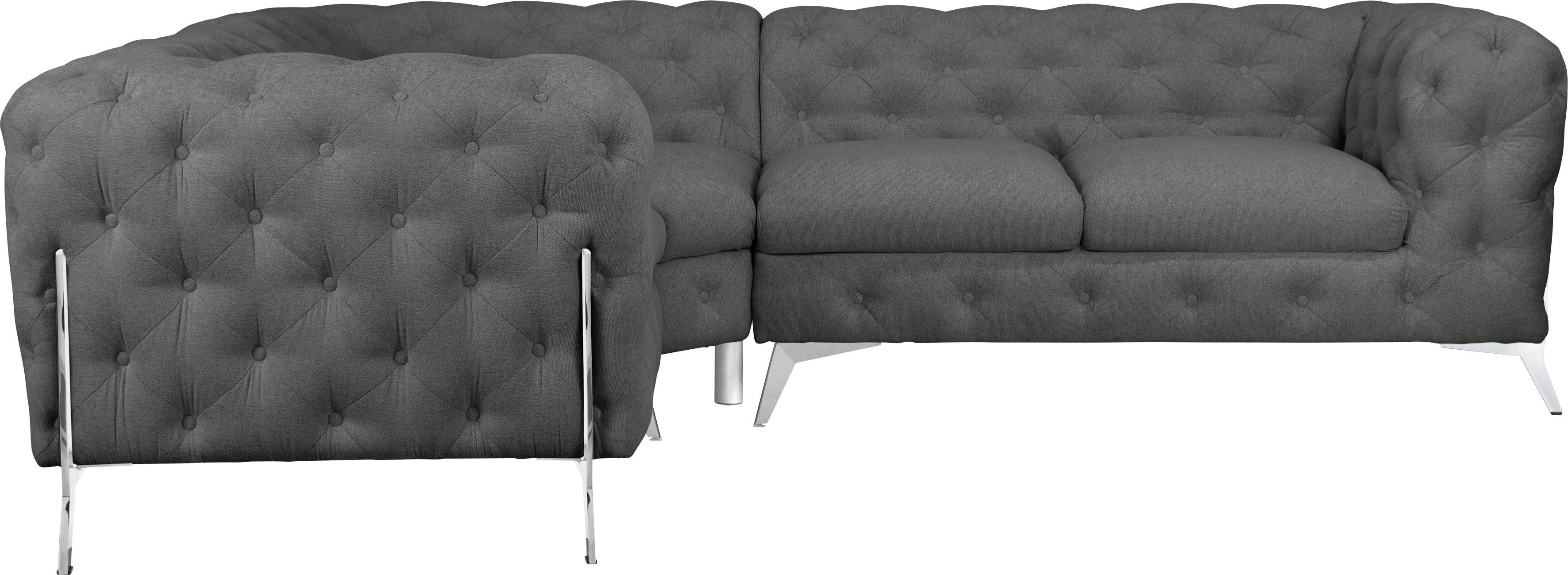 Leonique Chesterfield-bank Amaury L-vorm Chesterfield-look, bxd elk 262 cm, kleur van de poten ter keuze