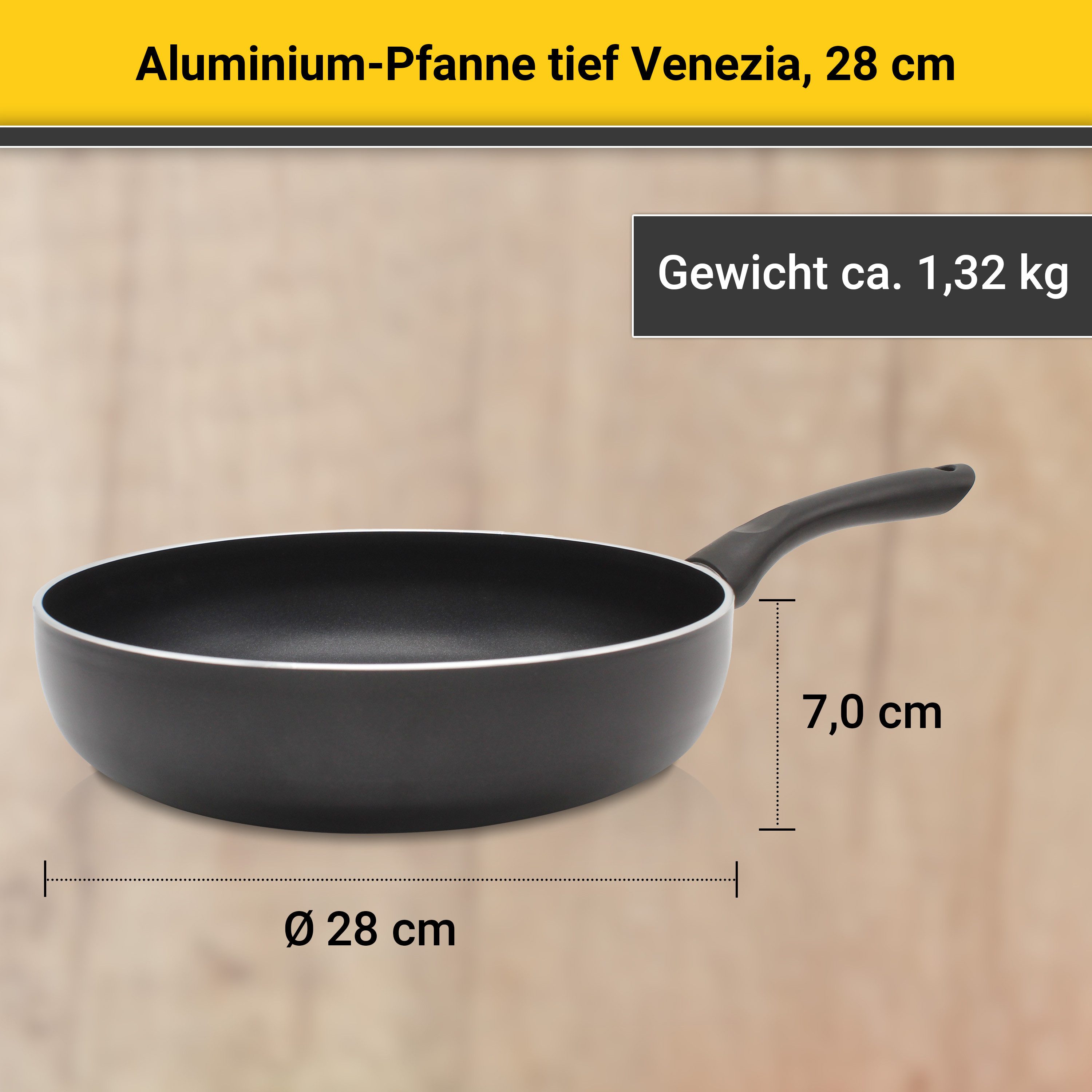 Krüger Koekenpan Aluminium pan diep Venezia, 28 cm (1-delig)