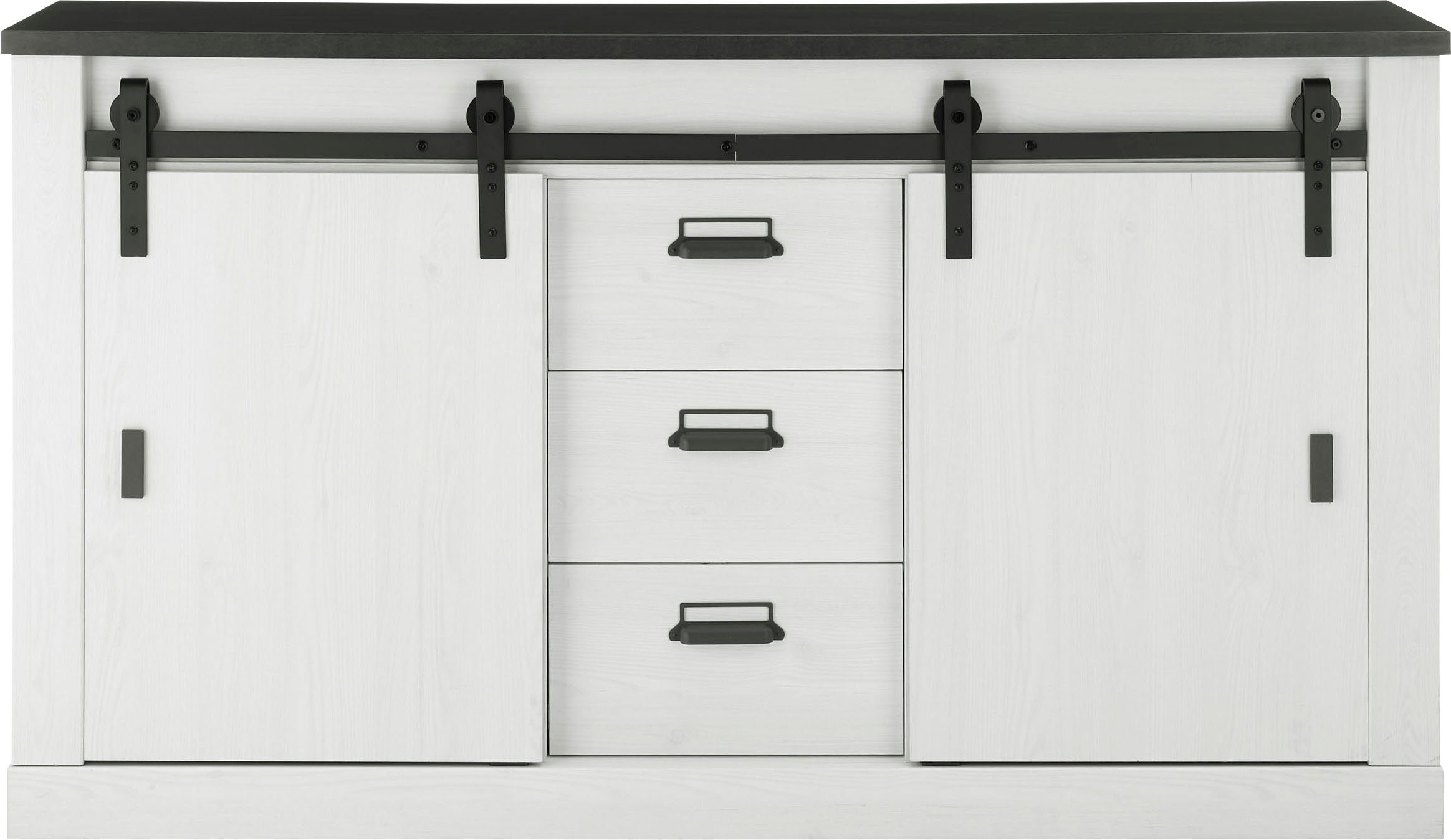Home affaire Dressoir Sherwood Houtdecor, met schuurdeurbeslag en apothekersgrepen, breedte 161 cm