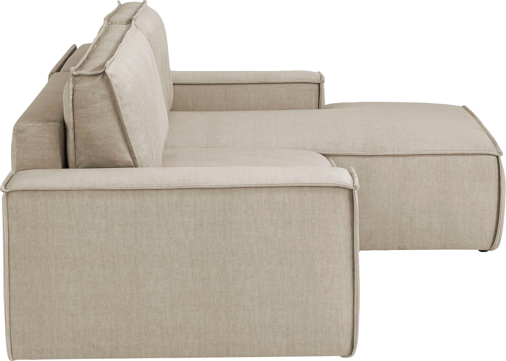 Home affaire Hoekbank SHERWOOD bedbank 267 cm, L-model, Slaapfunctie met bedlade (210x136 cm), cord, vintage, fluweel
