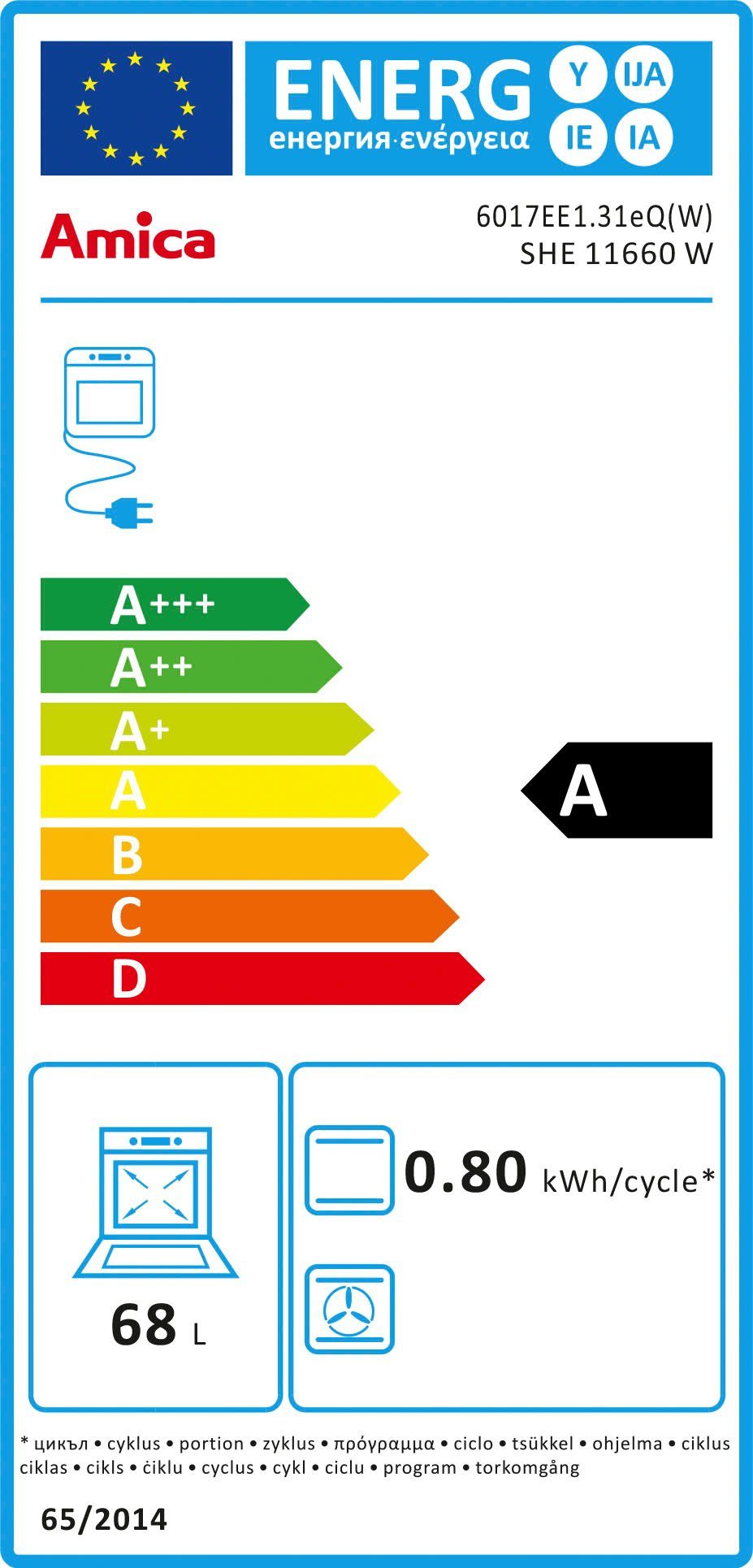 Amica Elektrisch fornuis SHE 11660 W