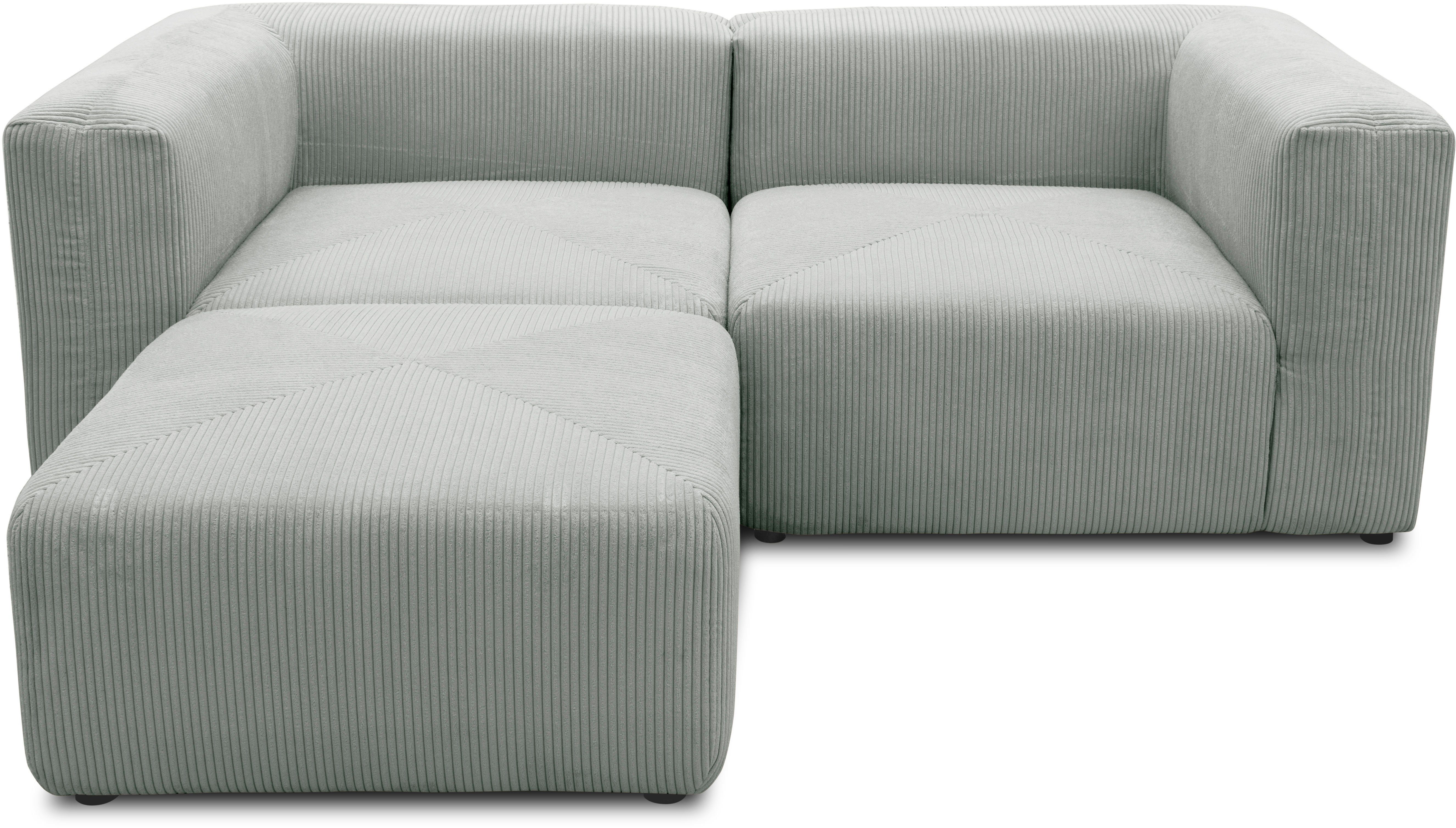 RAUM.ID Hoekbank Gerrid L-vorm Cord, modulaire bank, bestaand uit 2 hoekelementen + 1 hocker