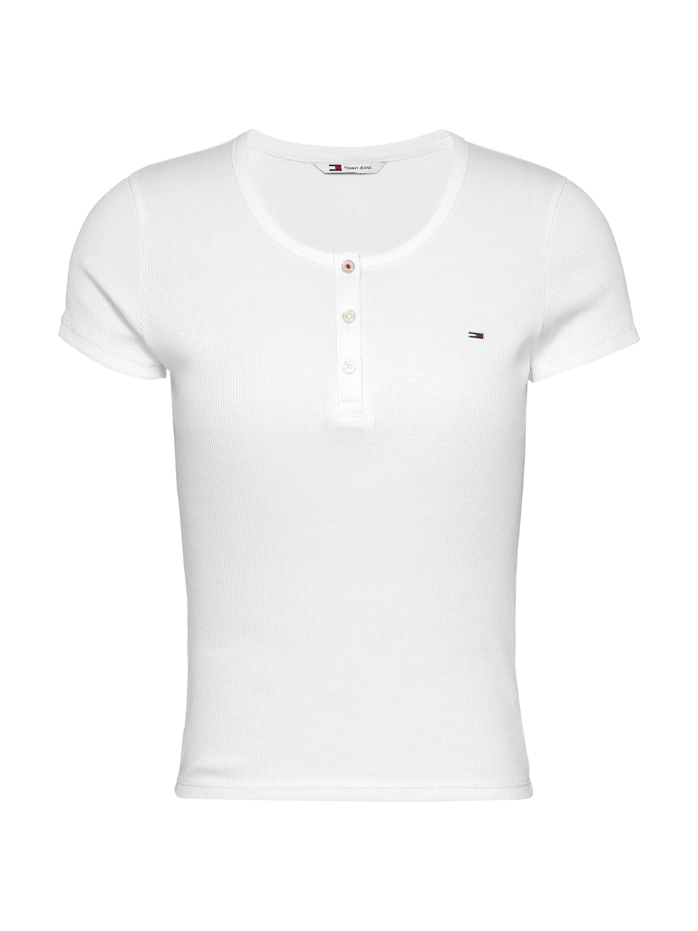 TOMMY JEANS T-shirt TJW SLIM BUTTON RIB C-NECK SS