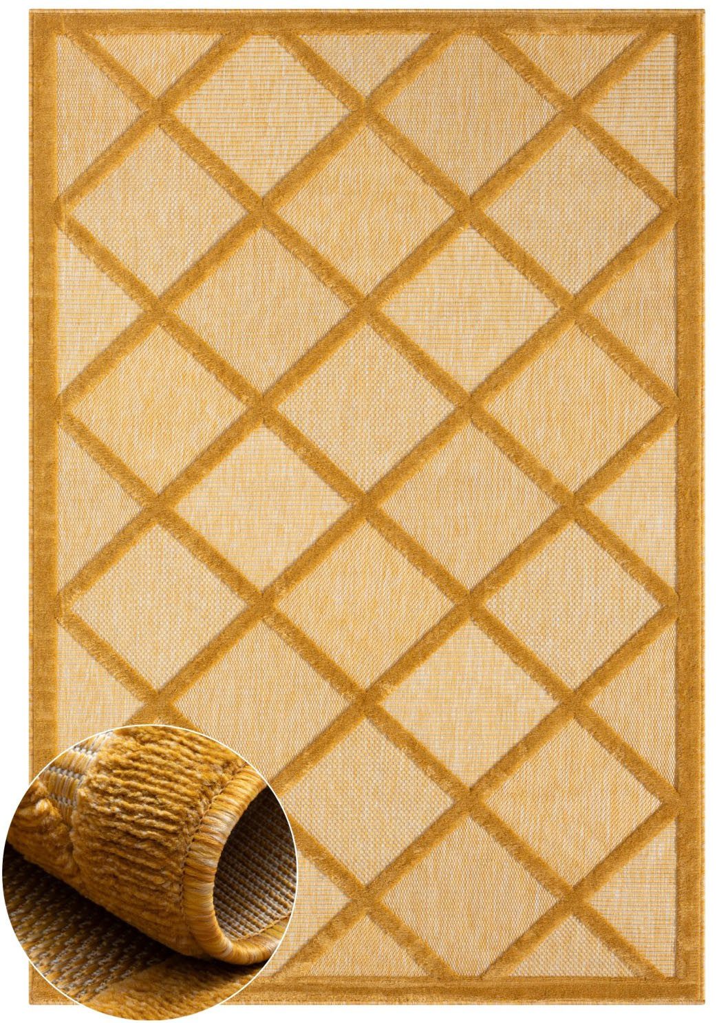 Myflair Möbel & Accessoires Vloerkleed Amara, MAGAZIJNOPRUIMING! Uni-kleuren, hoog-laag effect, geschikt voor buiten, balkon, terras