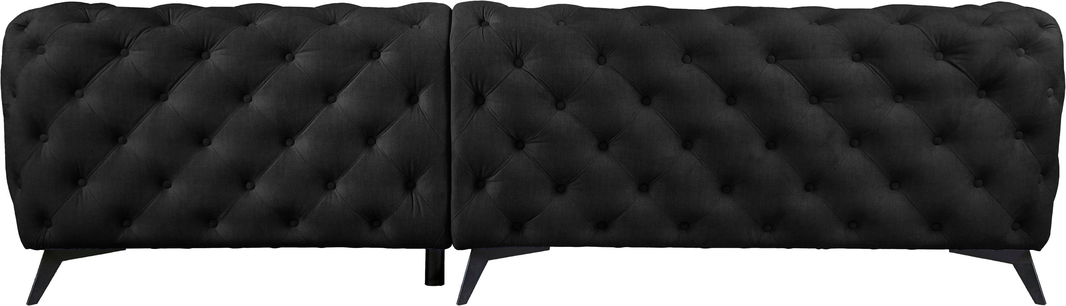 Leonique Chesterfield-bank Glynis L-vorm luxueuze capitonnage, moderne chesterfield look, kleur van de poten ter keuze