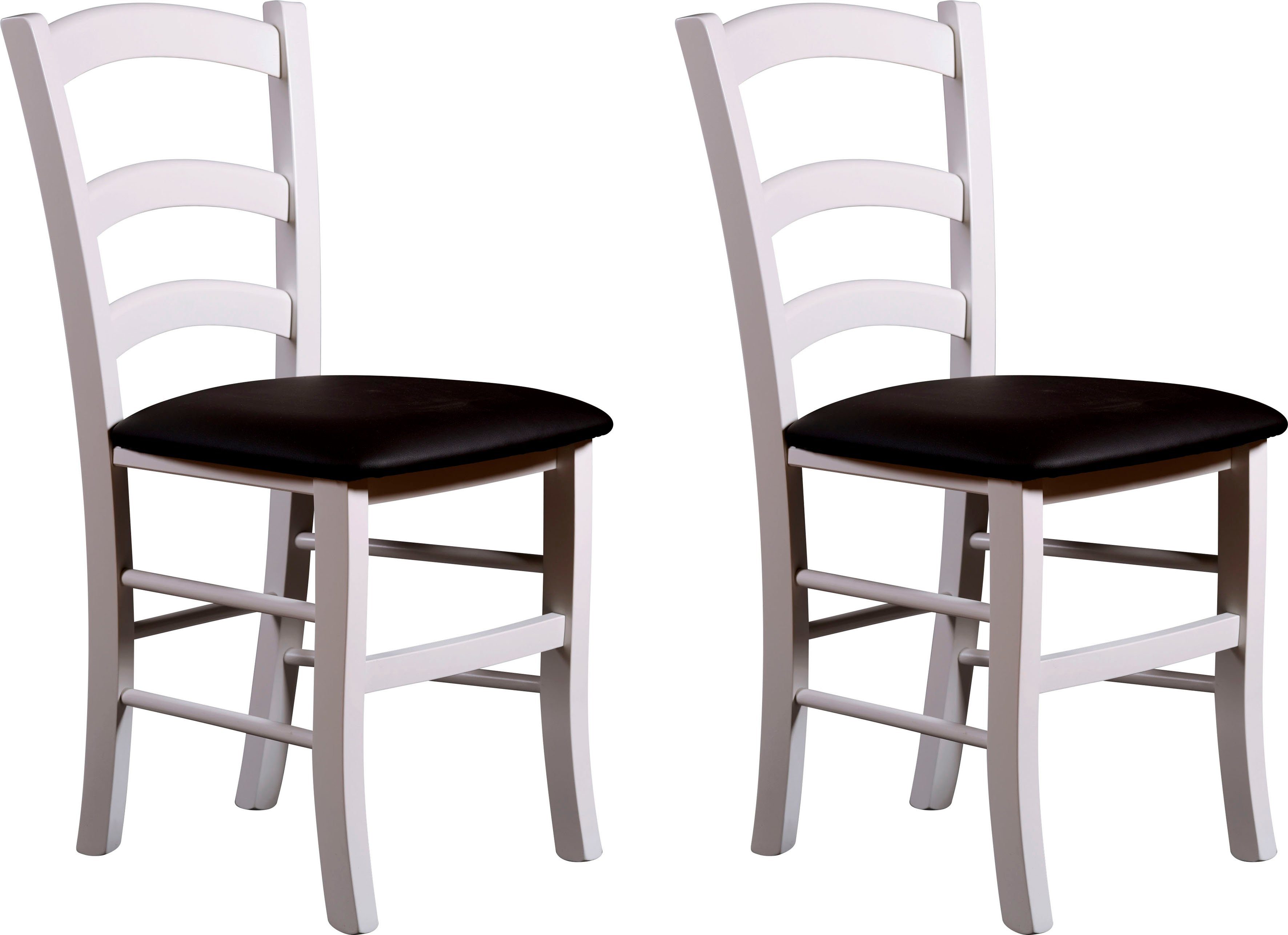 Home affaire Eetkamerstoel Super Paesana Massief beukenhout overtrokken met kunstleer (set, 2 stuks) 4 poot stoelen wit
