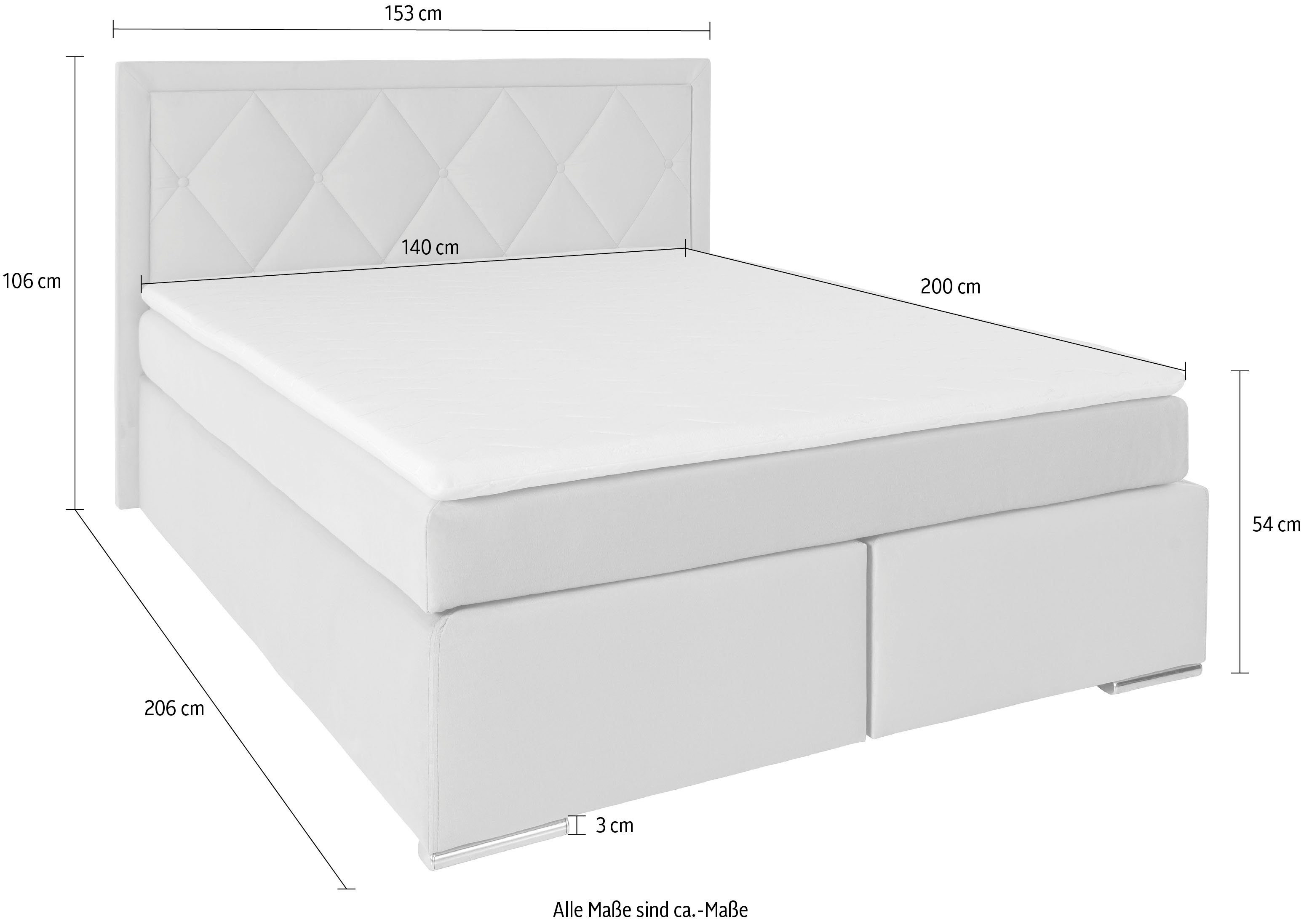 Leonique Boxspring Alfie, bestseller, optioneel met bedlade met strassteentjes in het hoofdbord, h2, h3 en h4 ter keuze