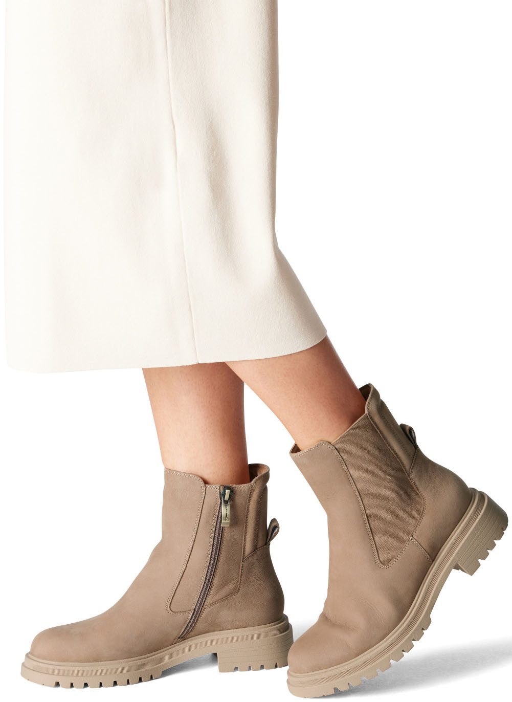 Tamaris Chelsea-boots blokhak, combat boots, enkellaars met stretch-inzet