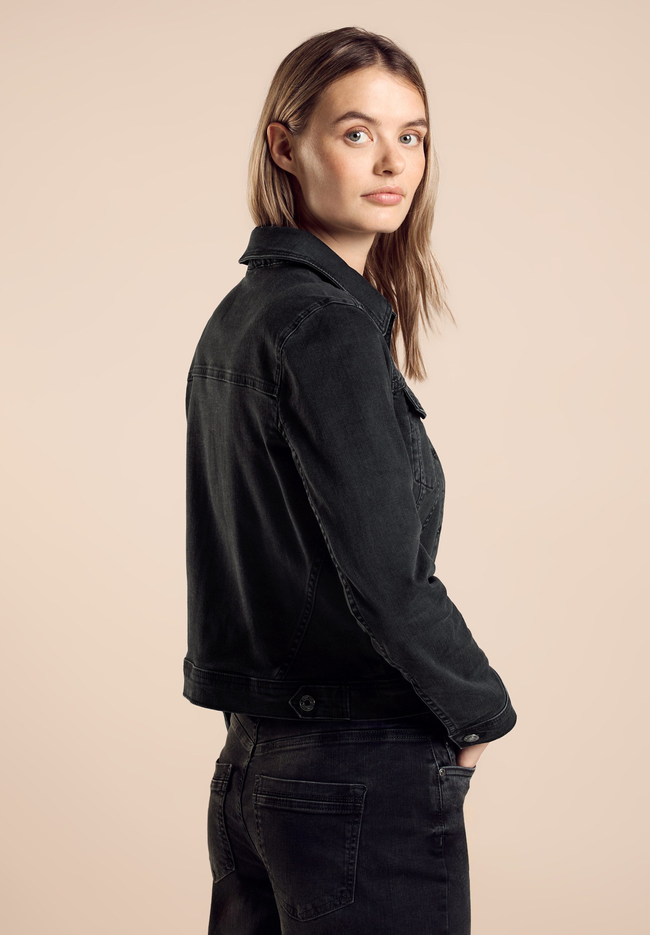 STREET ONE Jeansblazer Jas in gewassen-look