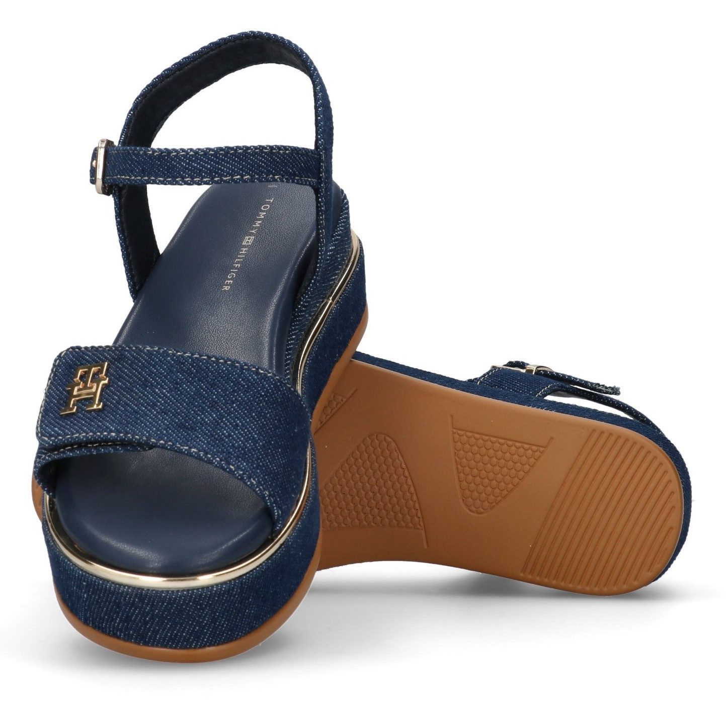 Tommy Hilfiger Plateausandalen , sandaal, slides, jeans-schoen met luxe paspel