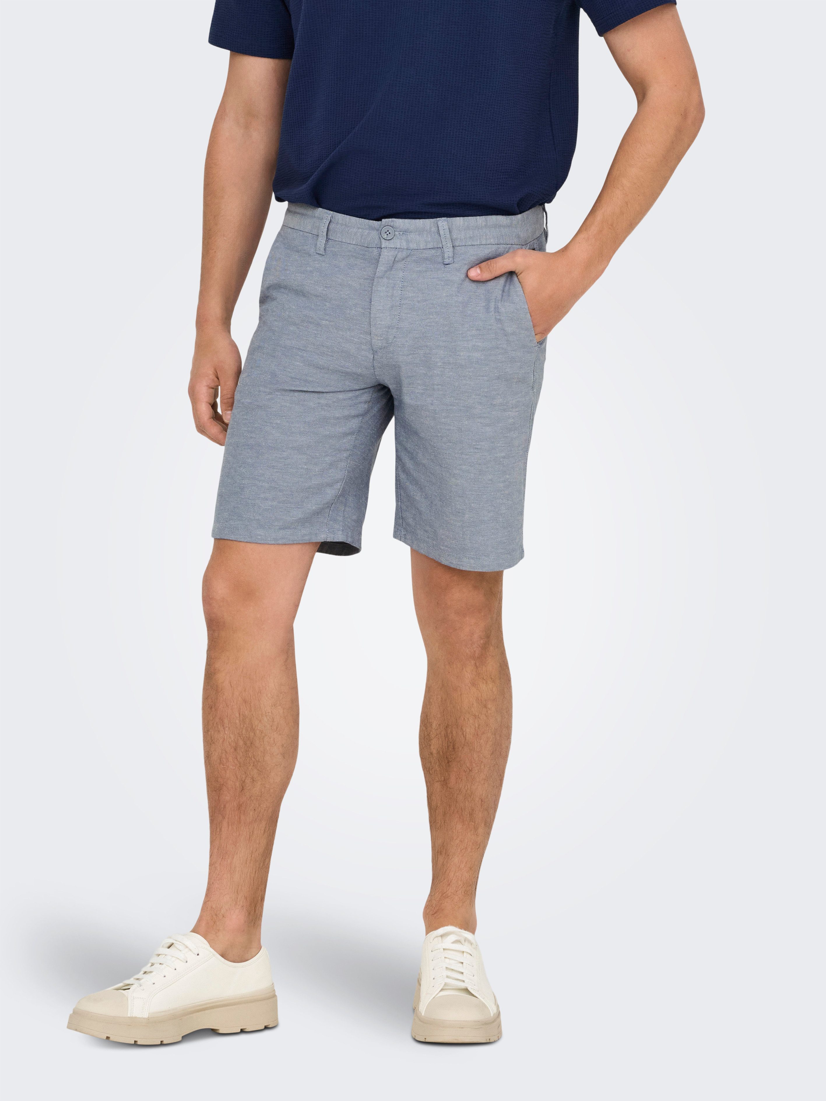 ONLY & SONS Chino-short ONSMARK 0011 COTTON LINEN SHORTS NOOS heren bermuda broeken maat S grijs