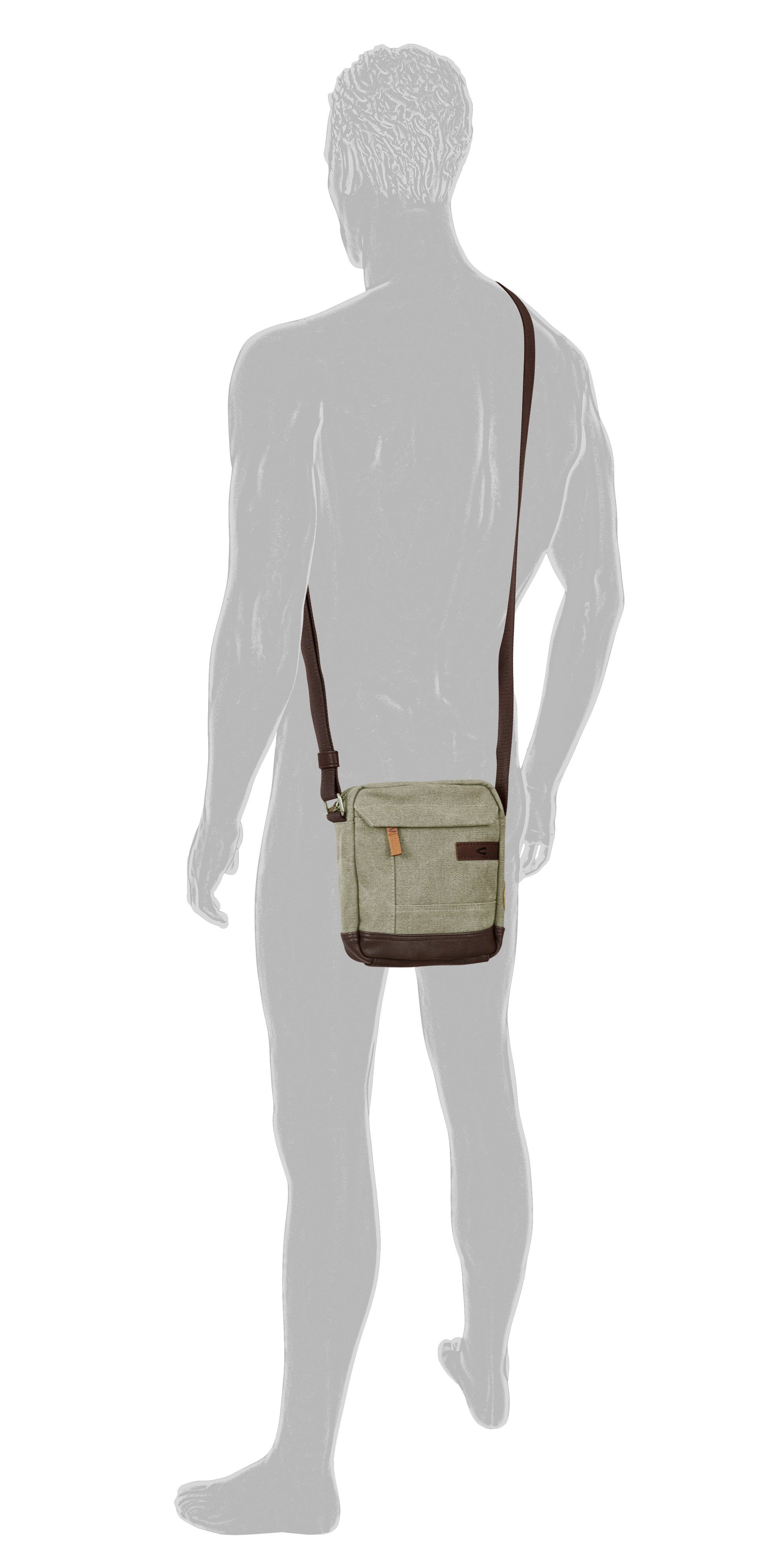 camel active Schoudertas Air Canvas model van zacht lederimitatie afgewerkt met applicaties