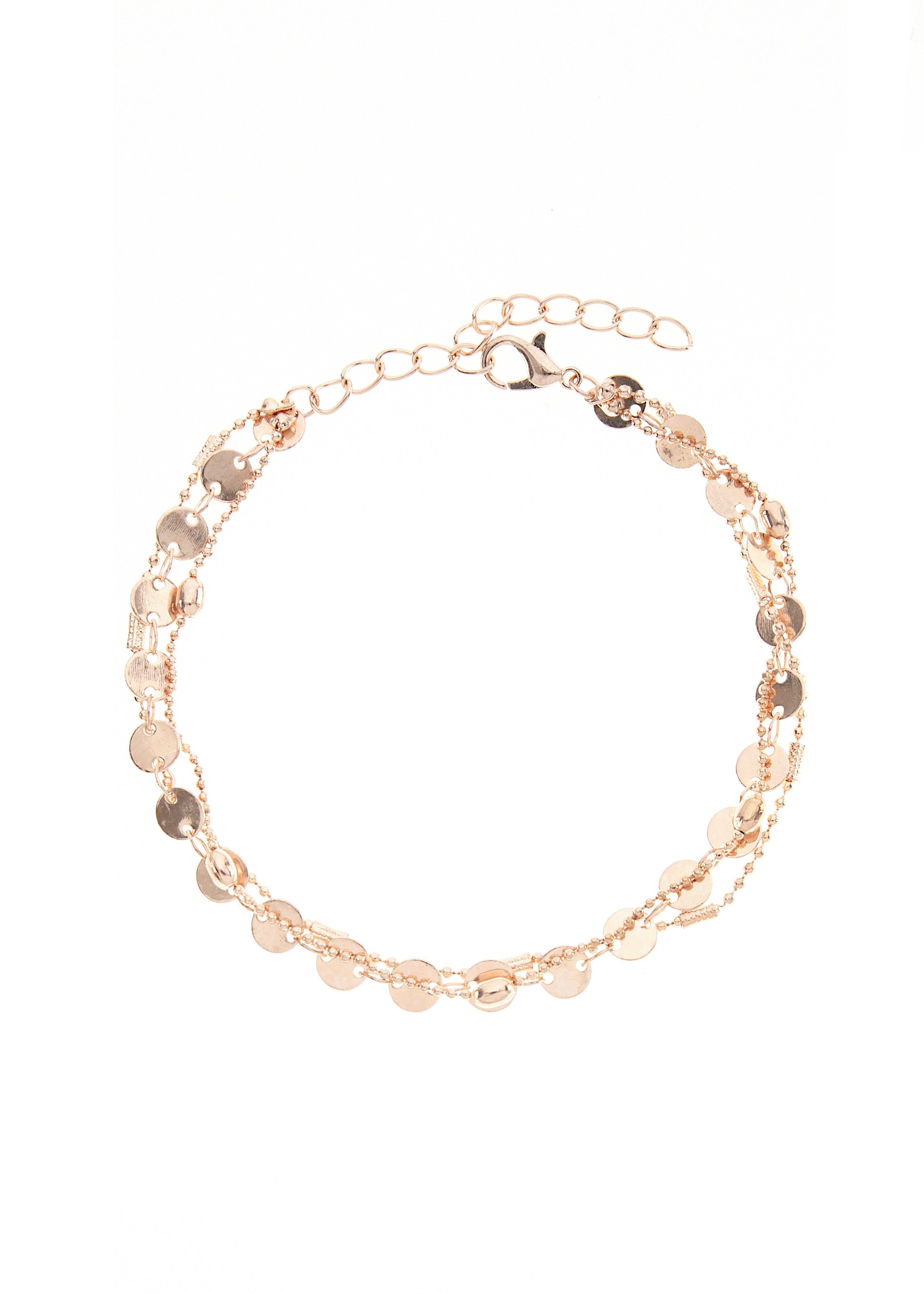 Lascana Enkelkettinkje met kleine schijfjes, enkelketting-armband, enkelkettingen set dames enkelkettinkjes roze
