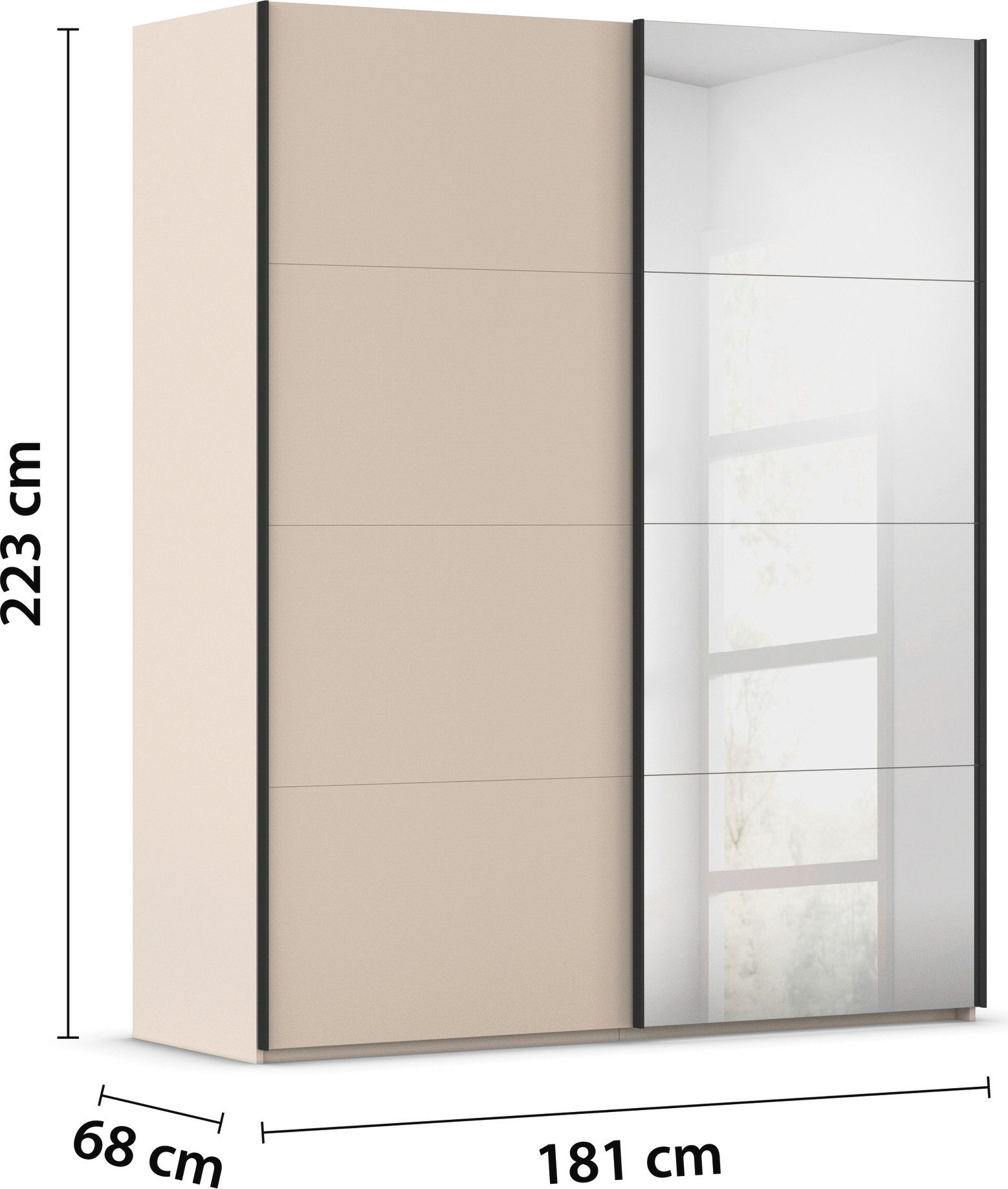 rauch Schuifdeurkast Kledingkast Kast Garderobe Slaapkamerkast SCALE-FYRA edel vierdelige deuren met spiegel en veel kleuren made in germany