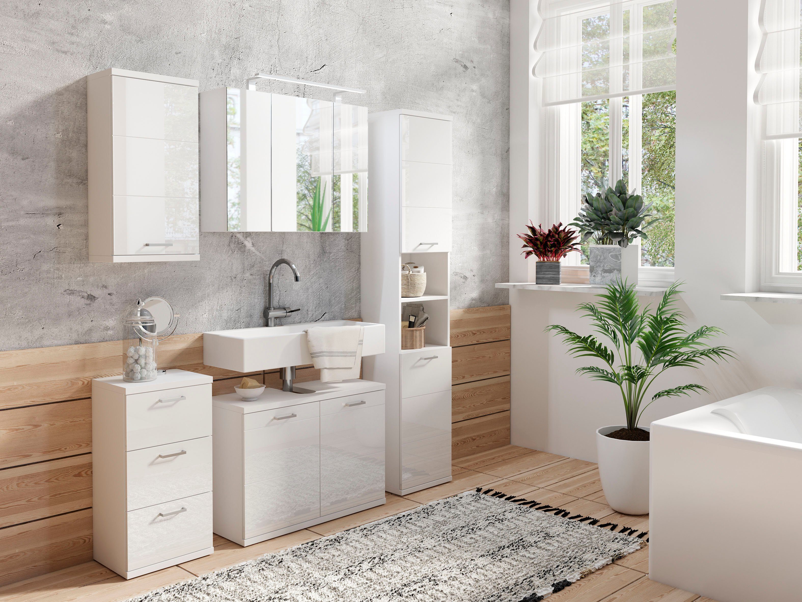 byLIVING Spiegelkast Spree Breedte 80 cm, 3-deurs, met ledverlichting en schakelaar-/stekkerdoos