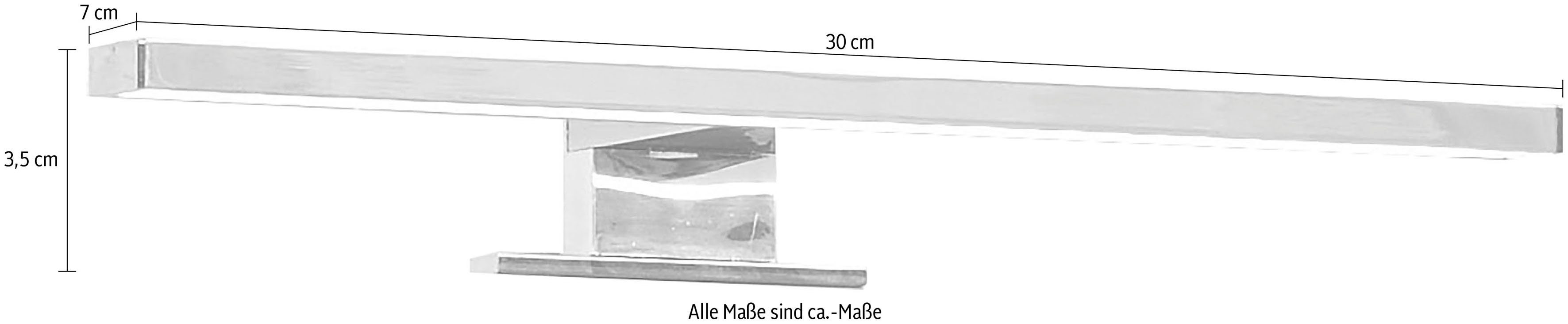 Saphir Led-spiegellamp Quickset LED opzetlamp voor spiegel of spiegelkast, chroom glans Badlamp 30 cm breed, lichtkleur koudwit, kunststof, 480 LM, 6500K (1 stuk)