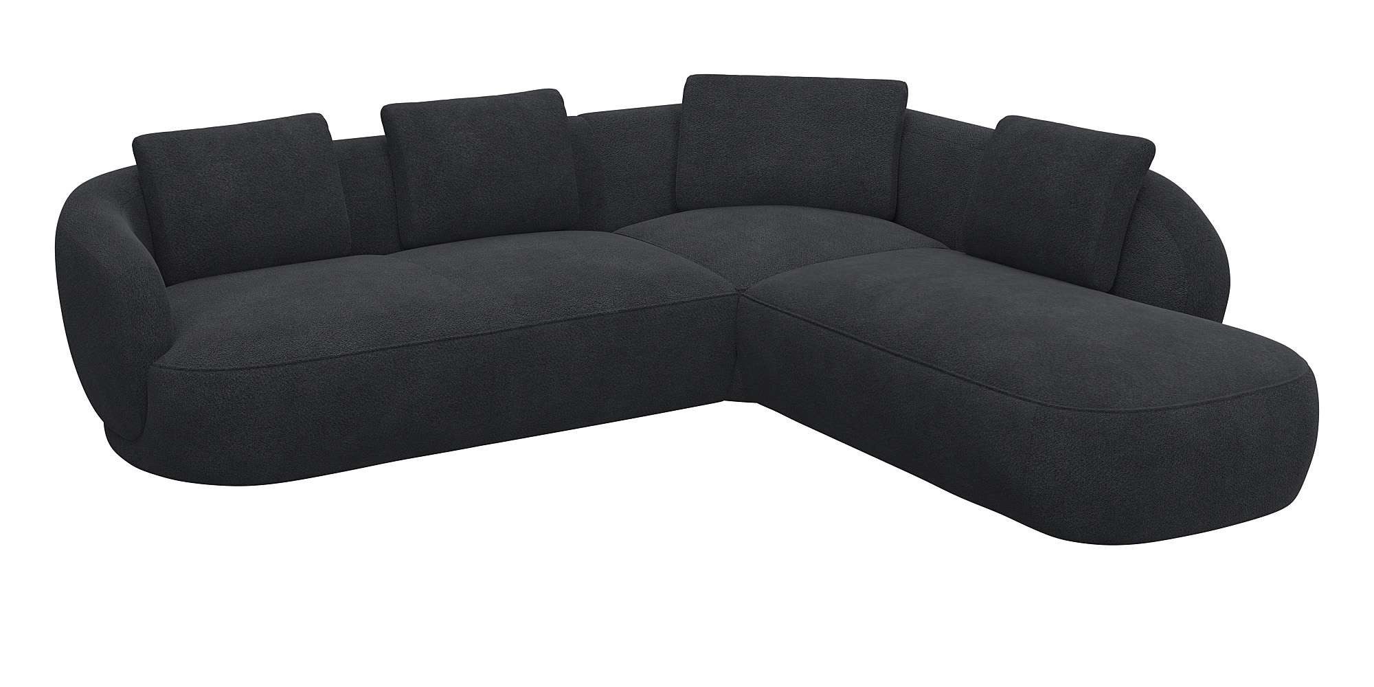FLEXLUX Hoekbank Torino, rond, L-vorm, bankhoek met ottomane Modern, organisch bankontwerp, koudschuim, golfvering